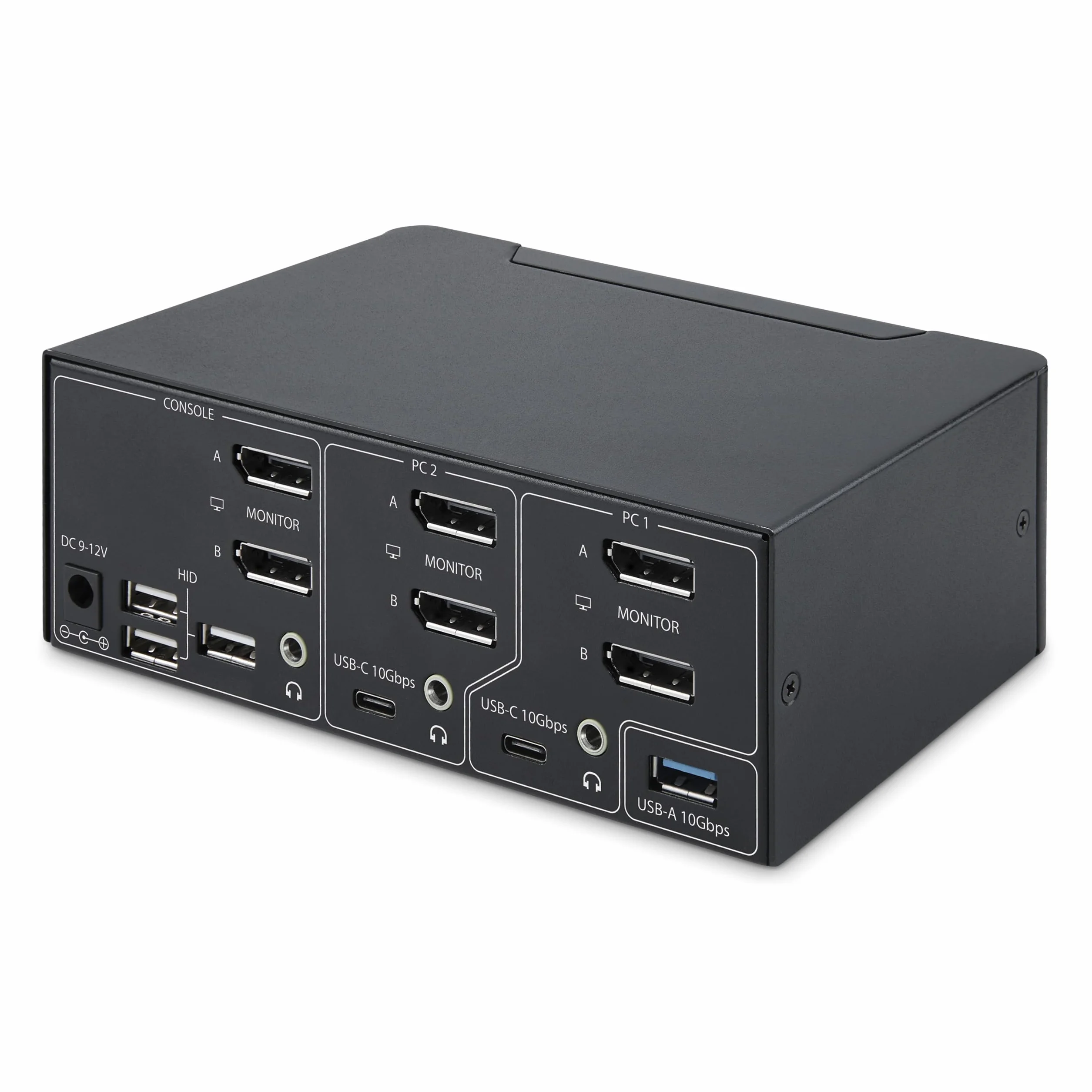 StarTech.com KVM 2-portowy przełącznik DisplayPort do dwóch monitorów, 8K 60 Hz/4K 144 Hz, DP 1.4, 2 x USB 10 Gbps, 4 x USB, hotkey/TAA