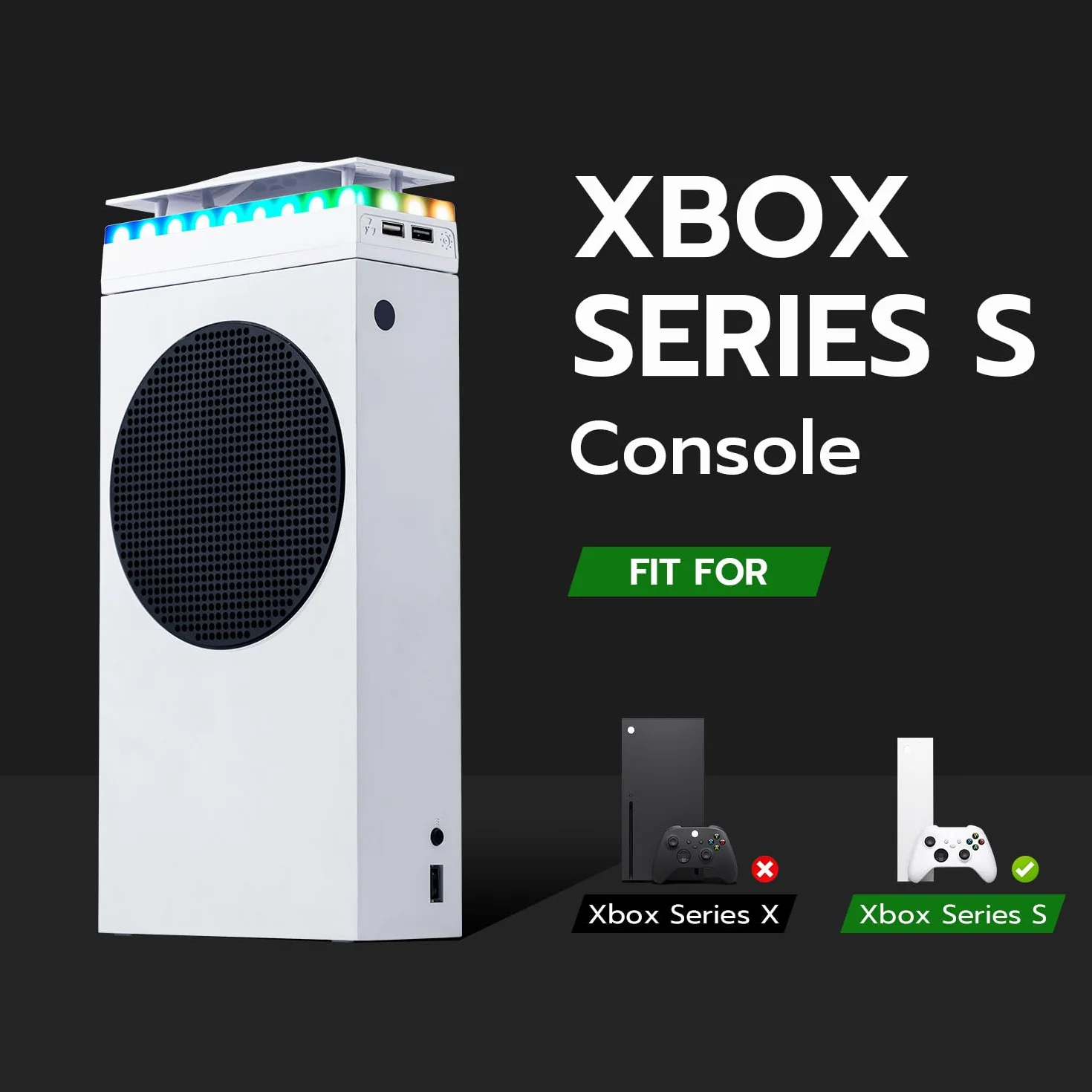 Mcbazel Xbox Series S Osłona wentylatora chłodzącego z 7 efektami świetlnymi RGB, obsługa 3 prędkości/transfer danych USB/port ładowania Podwójna chłodnica dla konsoli Xbox Series S - biała