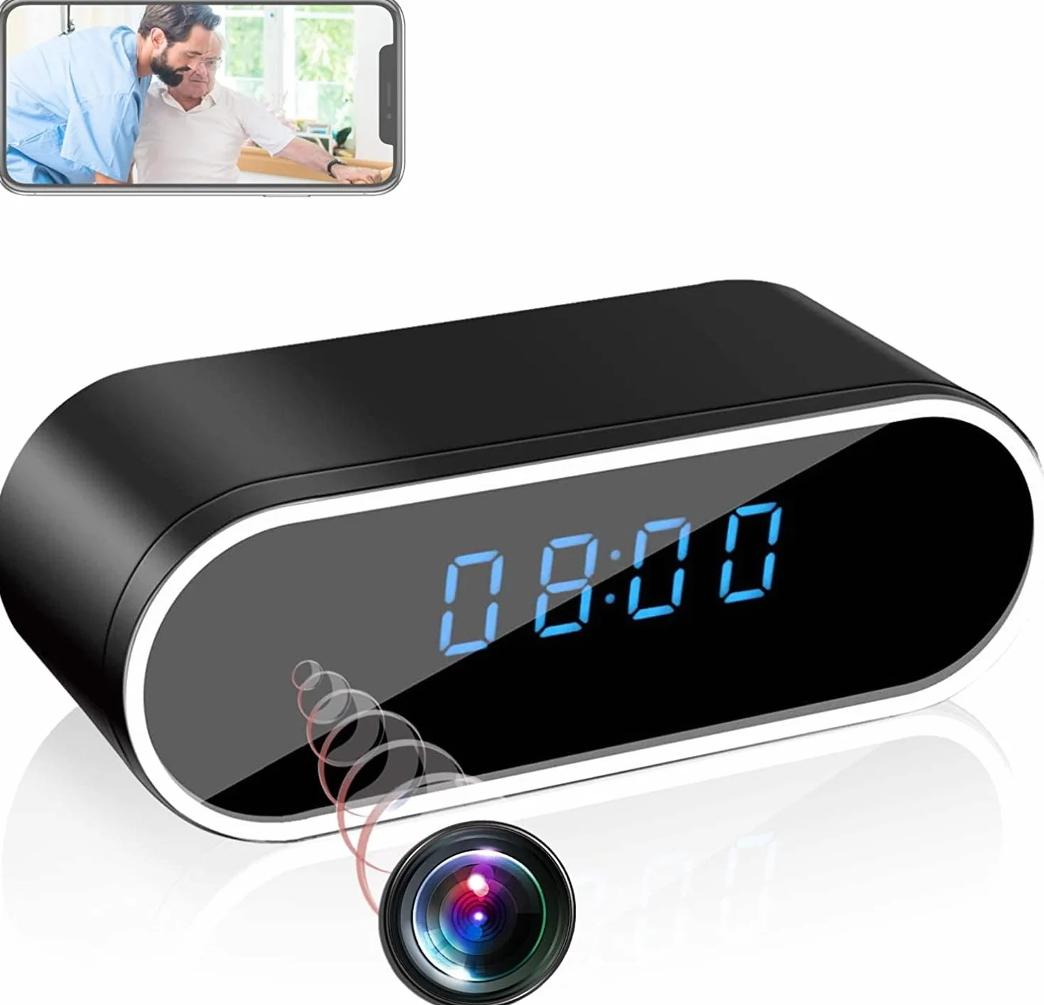 Budzik HD Kamera szpiegowska 4K - 1080P Mini DV WiFi z noktowizorem Pętla detekcji ruchu Ukryte nagrywanie szpiegowskie Bezprzewodowa kamera