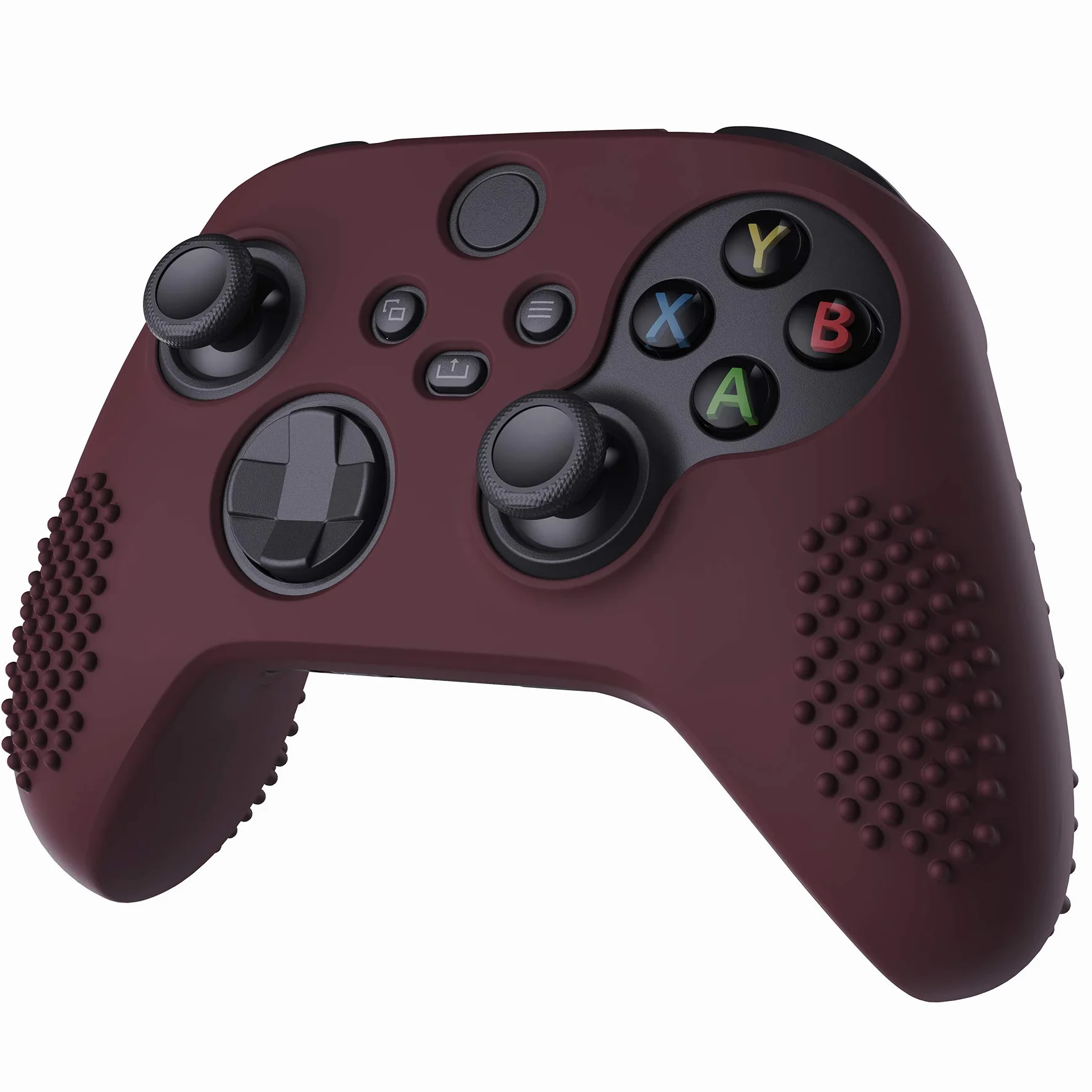 eXtremeRate PlayVital Antypoślizgowe Pokrowiec Ochronny do Xbox Series X S Kontrolera,Miękka Gumowe Ochraniacz Skóry do Xbox Series S X,Silikonowe Etui z 6 szt Nakładkami Joysticka-Wino Czerwone