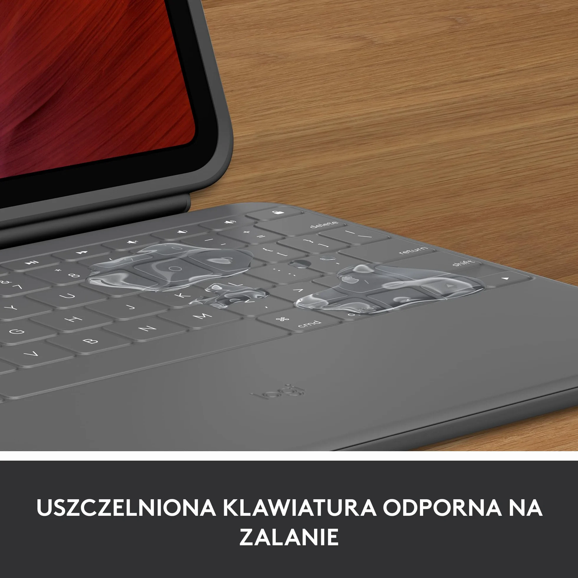 Logitech Rugged Folio, etui z klawiaturą do iPada 10. gen. i A16 ze Smart Connector i wytrzymałą klawiaturą odporną na zalanie, QWERTY układ US international - Szary