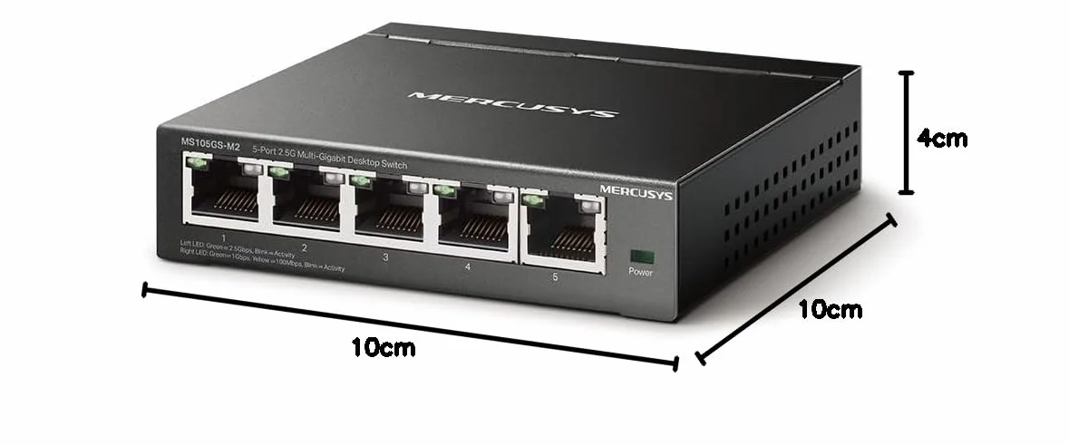TP-Link Mercusys MS105GS-M2 przełącznik Ethernet 2.5 Gigabit 5-portowy, wiązka bez użycia kabli, Plug & Play, cicha funkcja, idealny do domu, biura, gier, punktu dostępowego WiFi 6, do montażu na