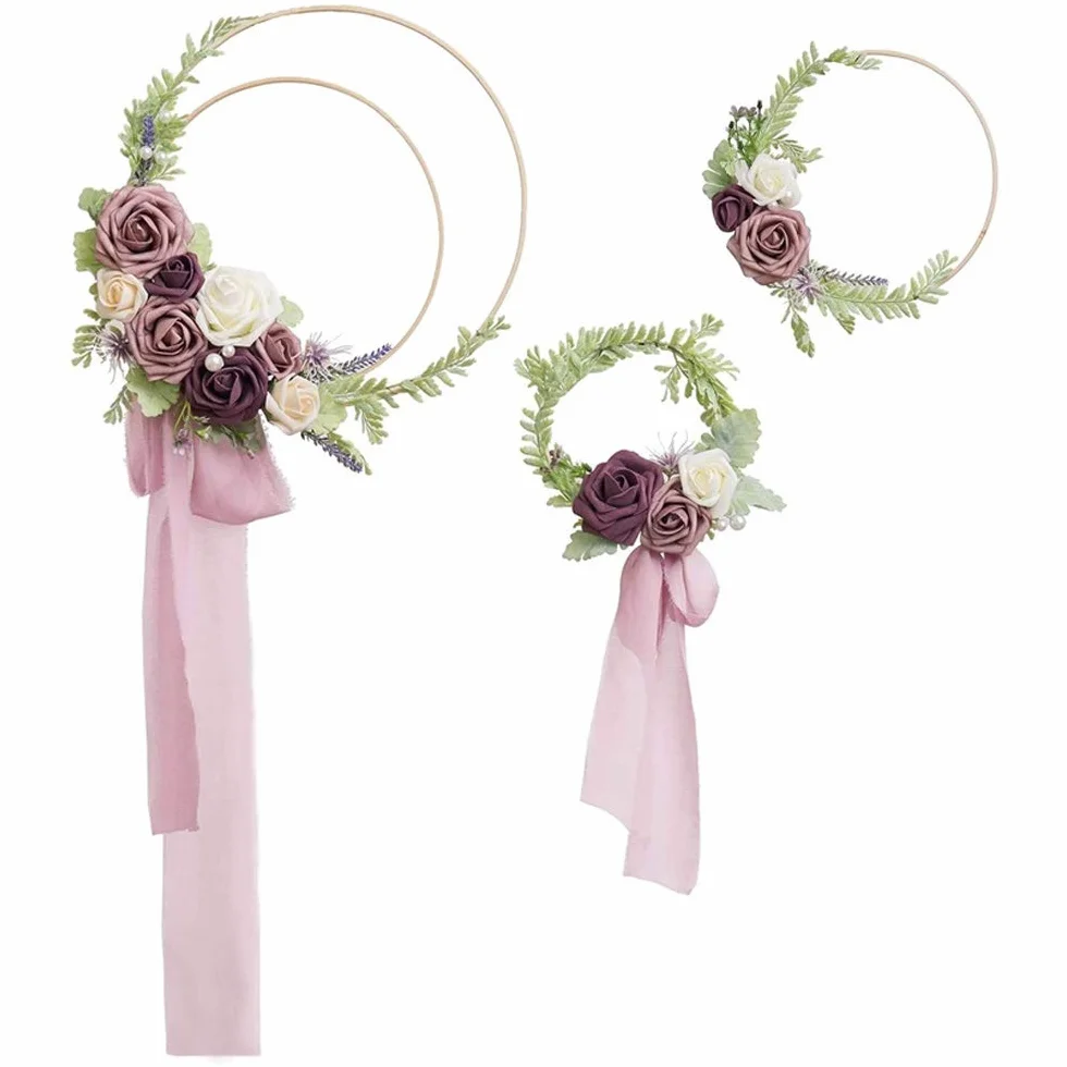Gukasxi 12 sztuk 4 rozmiarów (15 cm/20 cm/25 cm/30 cm) wieńce, drewniane bambusowe kwiatowe obręcze, duże makramy, rękodzieło, do samodzielnego wykonania łapacza snów, wieńca ślubnego i rękodzieła