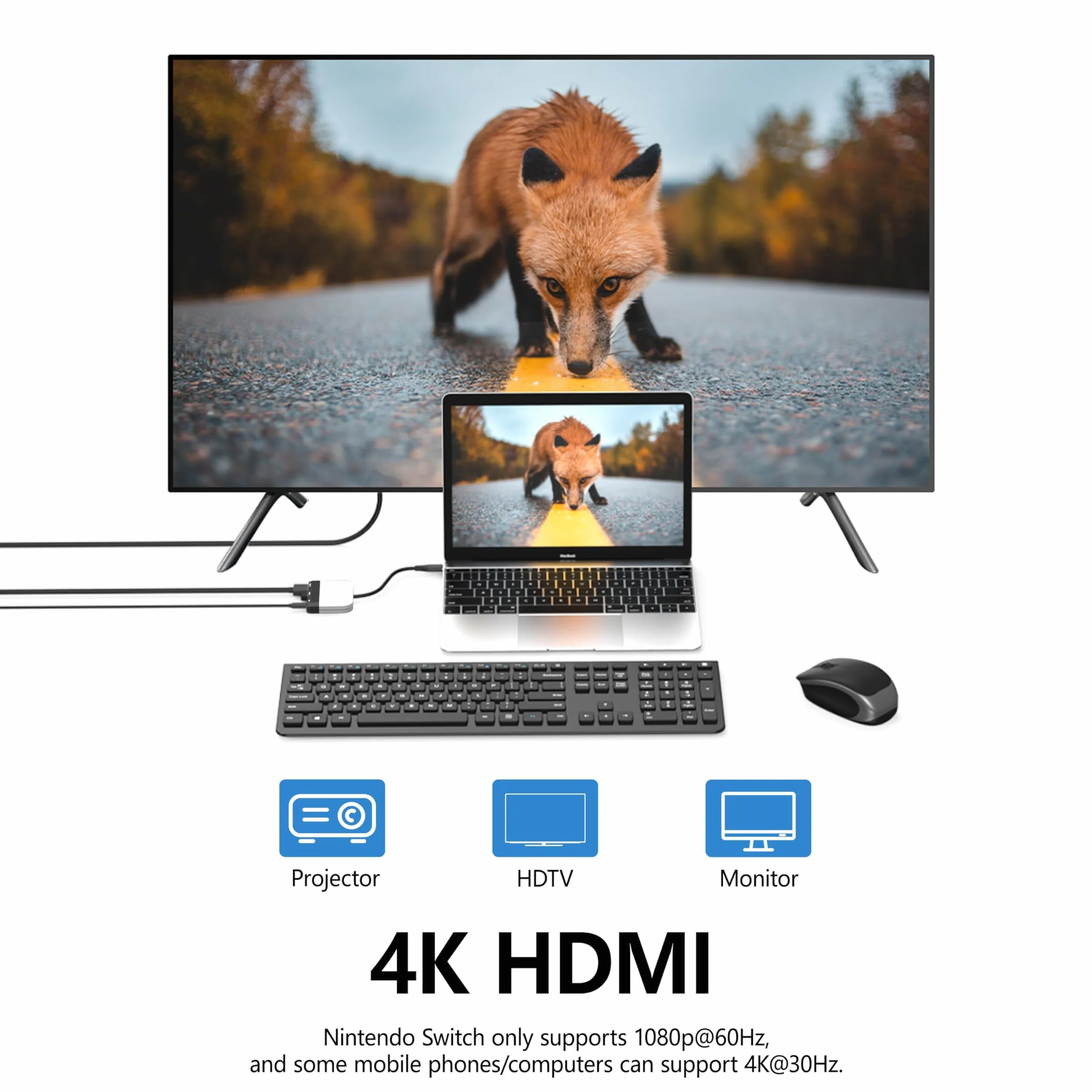Przełącznik Dock do Nintendo Switch/OLED, 3 w 1 adapter TV, HDMI 4K, USB 3.0, ładowanie typu C 100 W PD, przenośna mini stacja dokująca, platformy Steam, laptopa