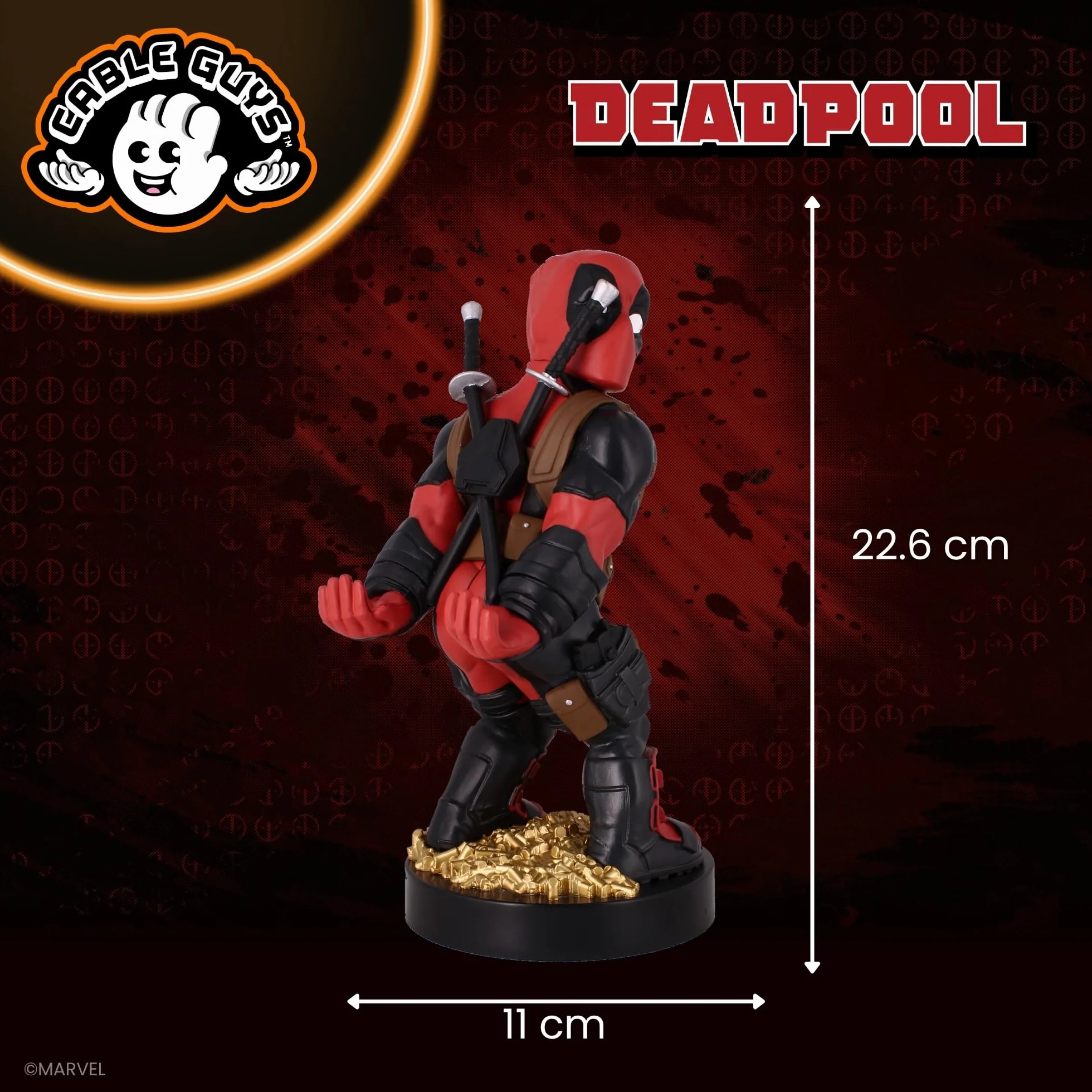 Cable Guys - Rear View Deadpool Marvel Phone Holder & Collectable Desktop Gaming Accessories Holder - Stable Phone Stand for holding Phones/iPhone/Samsung and Most Controllers