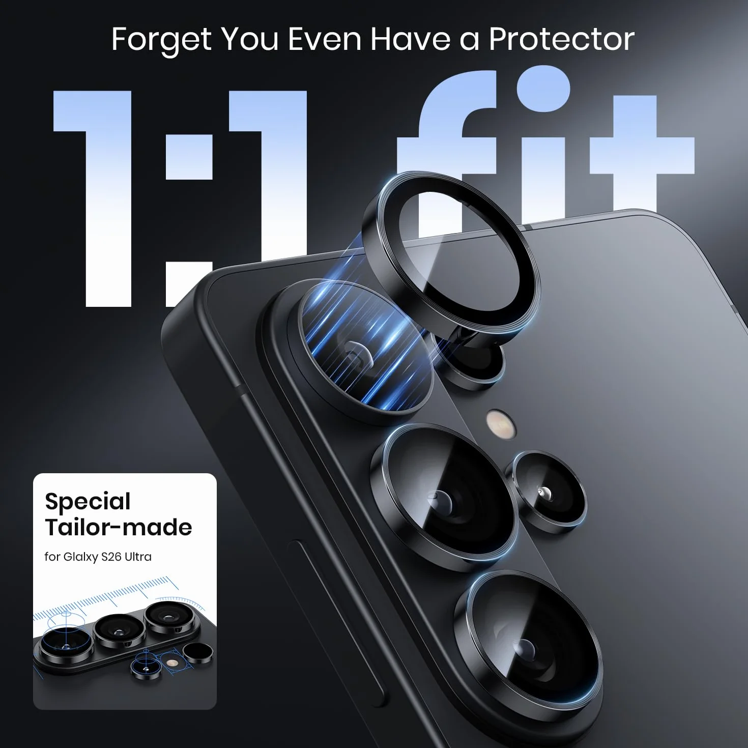 Hoerrye do Samsunga Galaxy S26 Ultra Ochrona kamery - Indywidualna ochrona kamery, antyrysunkowa, folia o twardości 9H, odporna na zarysowania, ochrona przed upadkami z wykorzystaniem stopu tytanowego