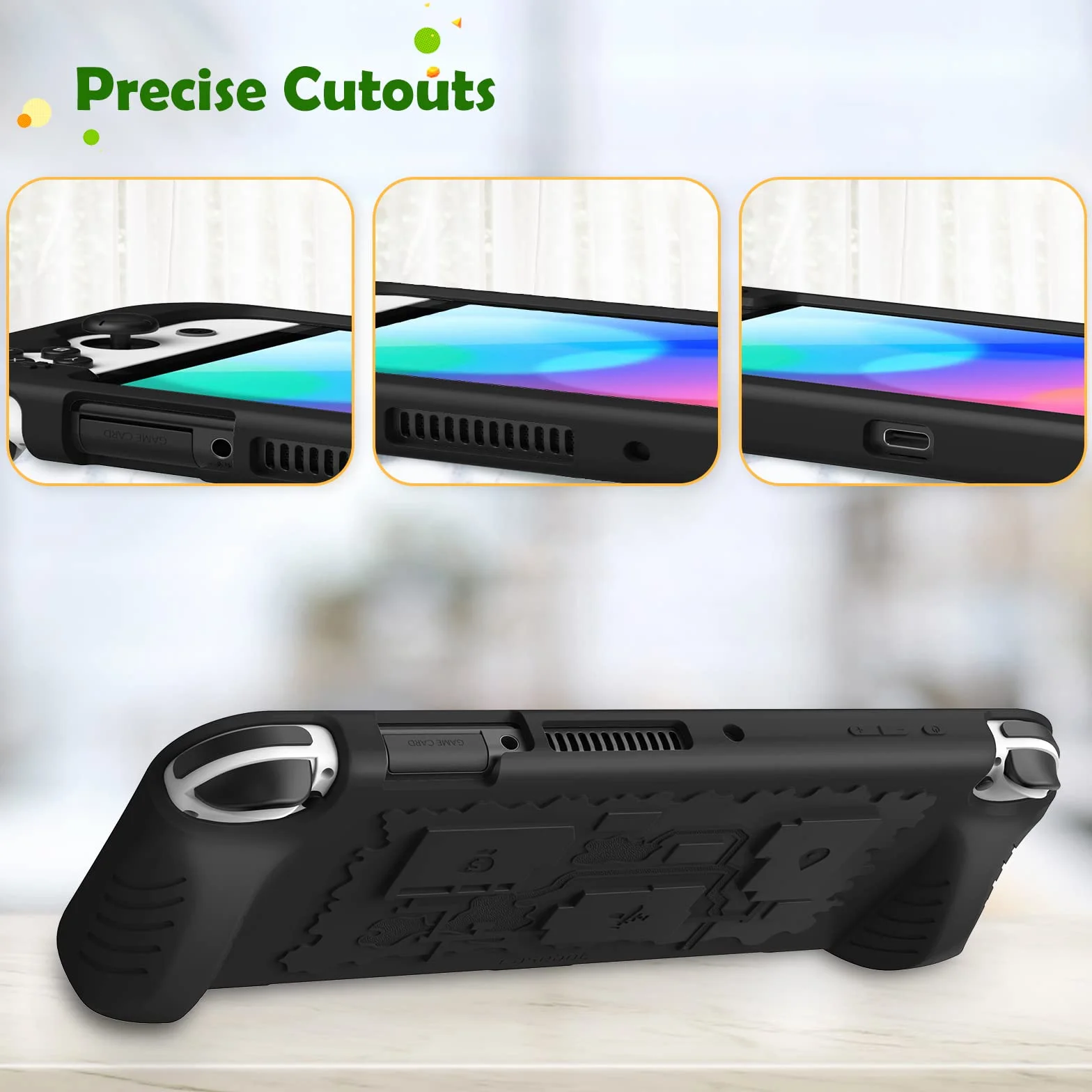 Fintie Etui kompatybilne z Nintendo Switch (model OLED) 2021 – wykonane z miękkiego silikonu, antypoślizgowe, odporne na uderzenia etui ochronne z 3 uchwytami na karty do gry, ergonomiczny uchwyt,