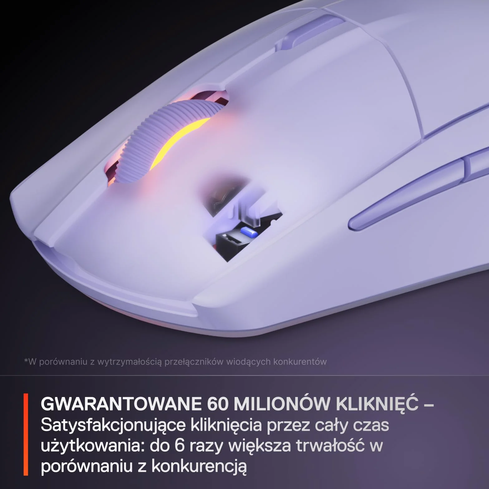 SteelSeries Rival 3 Wireless Gen 2 mysz do gier 2,4 GHz Bluetooth TrueMove Air 18000 DPI 60M kliknięć PTFE Lavendowy