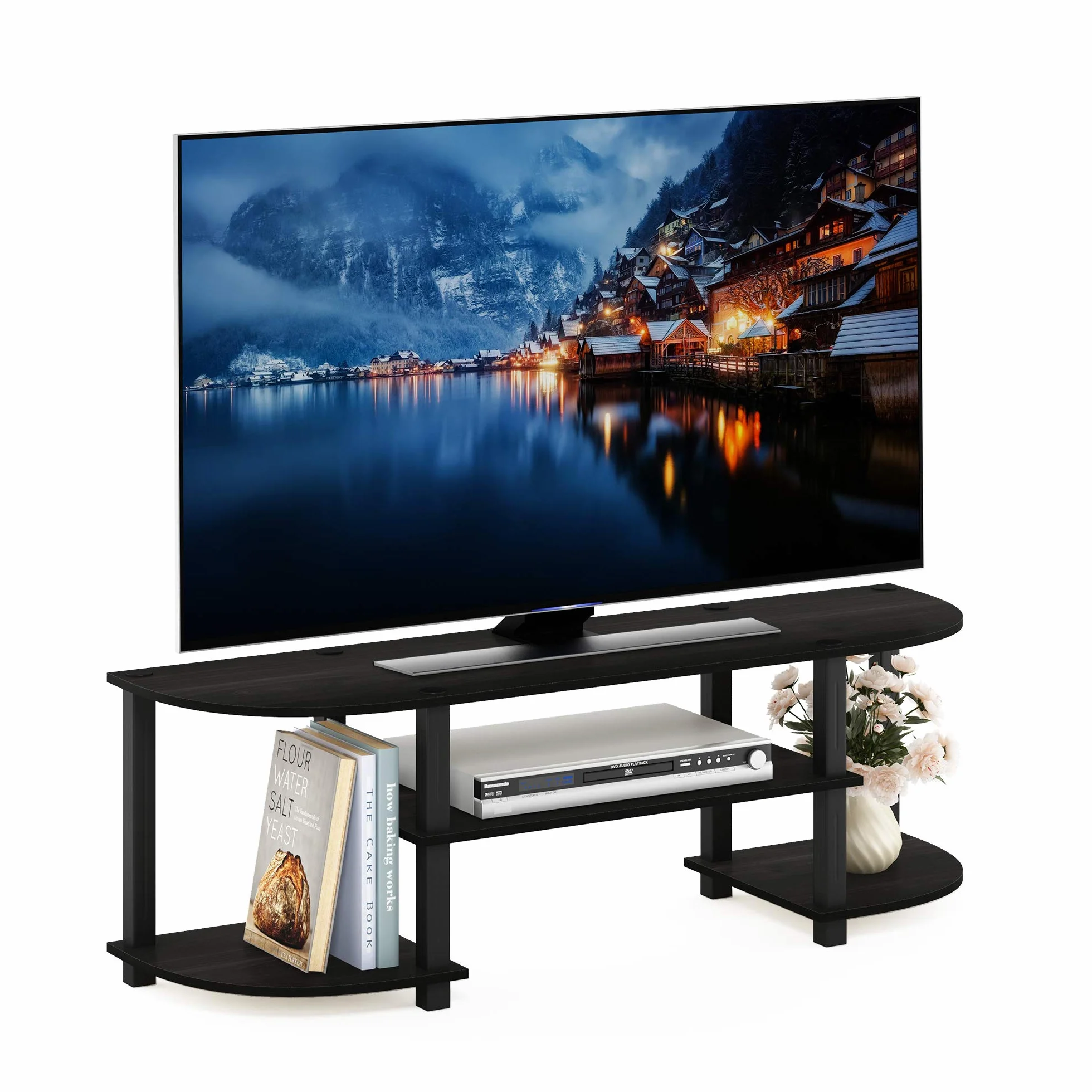 Furinno Turn-S-Tube Wide TV Entertainment Center, szafka pod telewizor, espresso/czarny, 120x40x34 cm