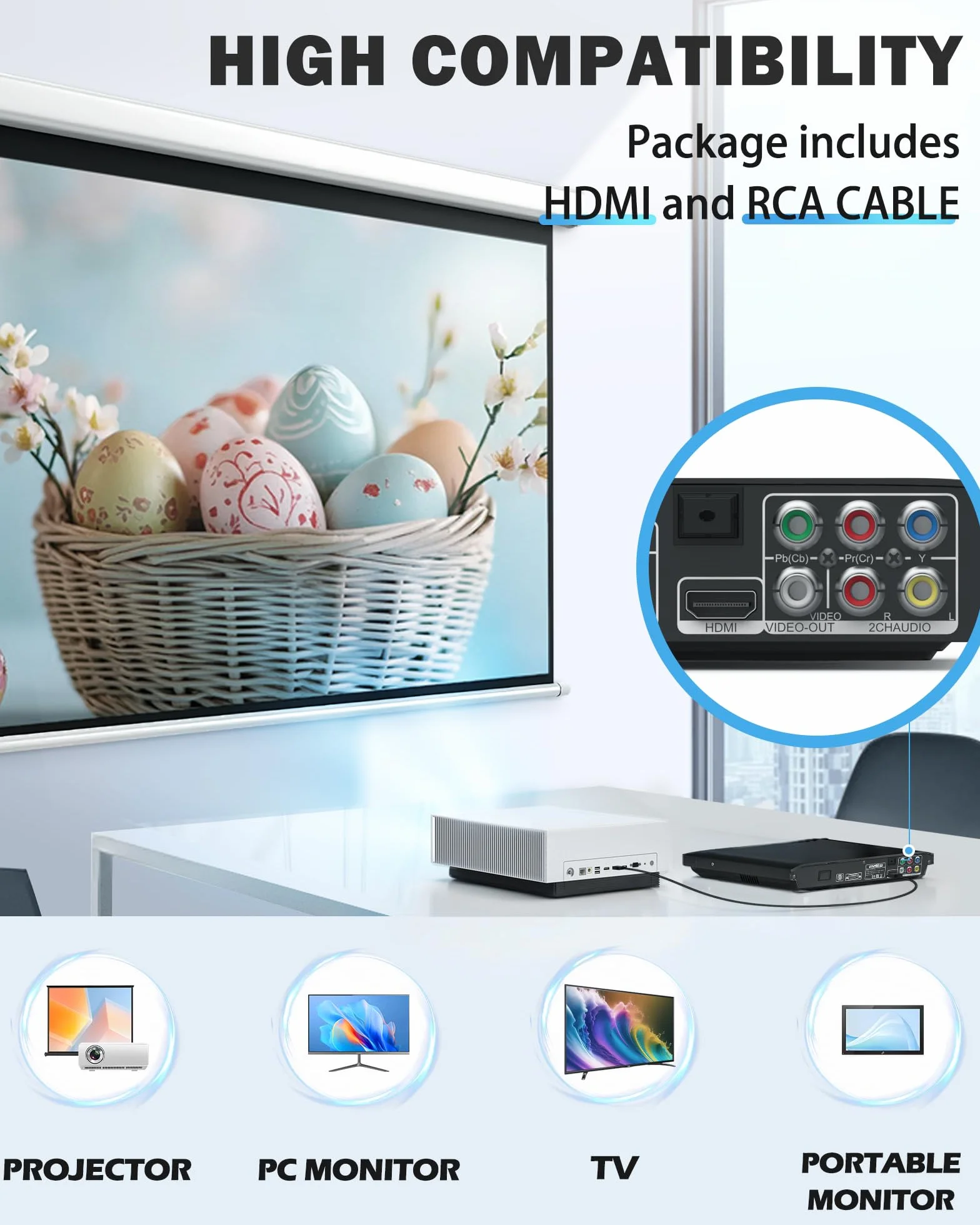 Odtwarzacze DVD do telewizorów z HDMI, odtwarzacze DVD bez podziału na regiony z systemem NTSC/PAL, odtwarzacz CD do domowego systemu stereo, dołączone kable HDMI/RCA, pilot zdalnego sterowania