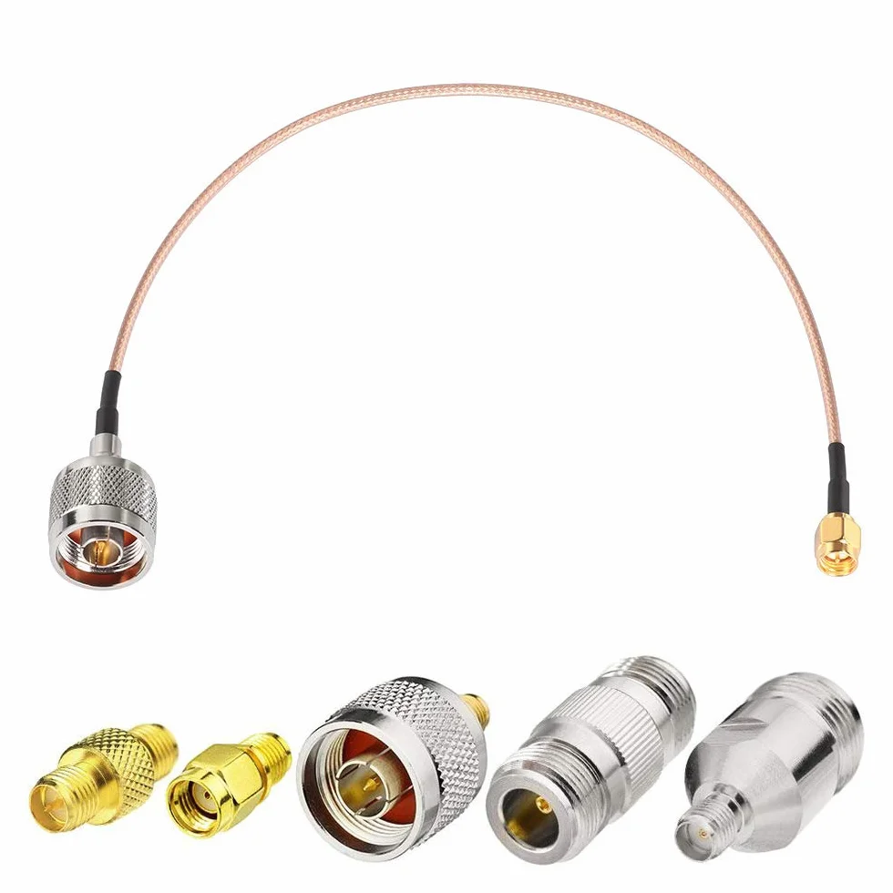 Superbat SMA męski na typ N męski RG316 kabel 50 cm, 50 omów, przedłużacz anteny z 5 adapterami do anteny sufitowej/zewnętrznej/stacji bazowej, routera bezprzewodowego, klucza RTL SDR USB, odbiornika