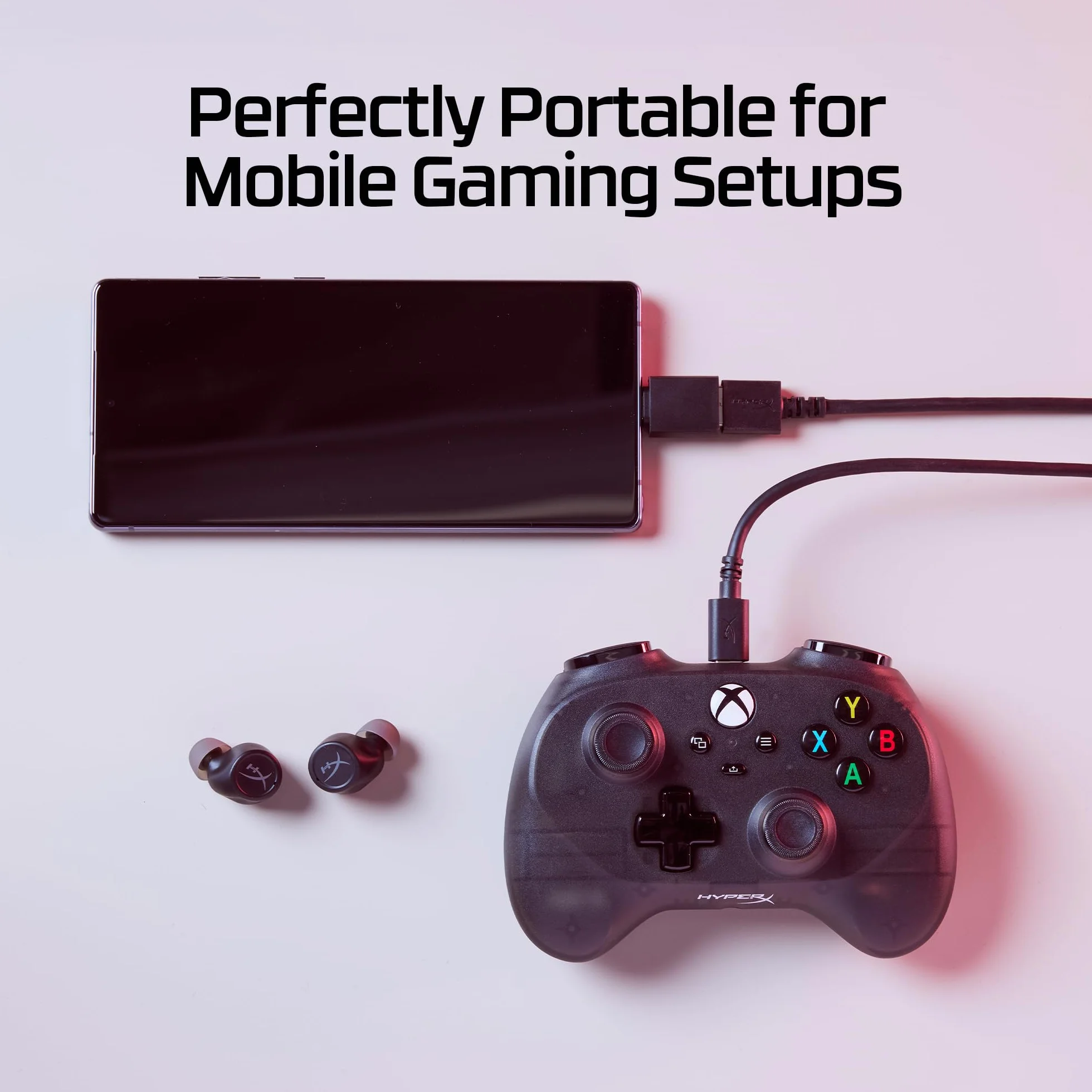 HyperX Clutch Both Mini - przewodowy kontroler do gier do konsoli Xbox One, Xbox Series X|S, Windows 10/11, Steam Deck, Android, czarny