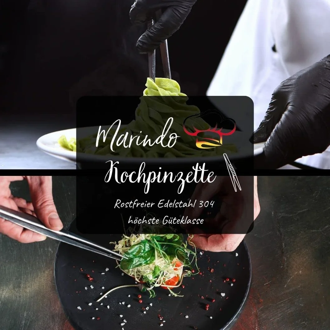 Marindo Grillpinzette | Kochpinzette | Küchenpinzette | 30cm lang | rostfreier Edelstahl | spülmaschinenfest | gerade Form | Fleischpinzette | Bratpinzette (Edelstahl)