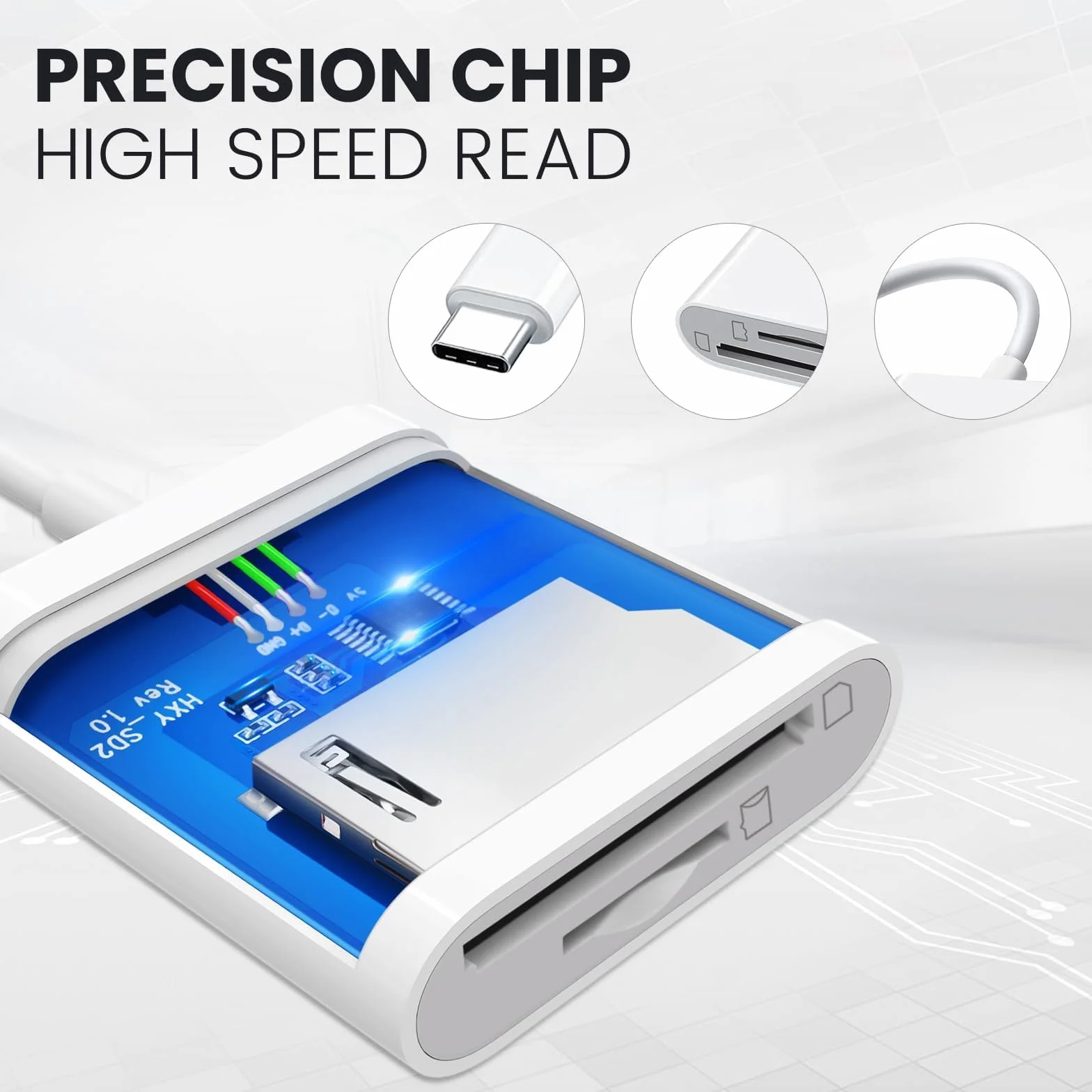 Czytnik kart USB C na SD, BorlterClamp typu C na SD/Micro SD adapter do czytnika kart pamięci kompatybilny z MacBookiem, laptopami, tabletami, smartfonami