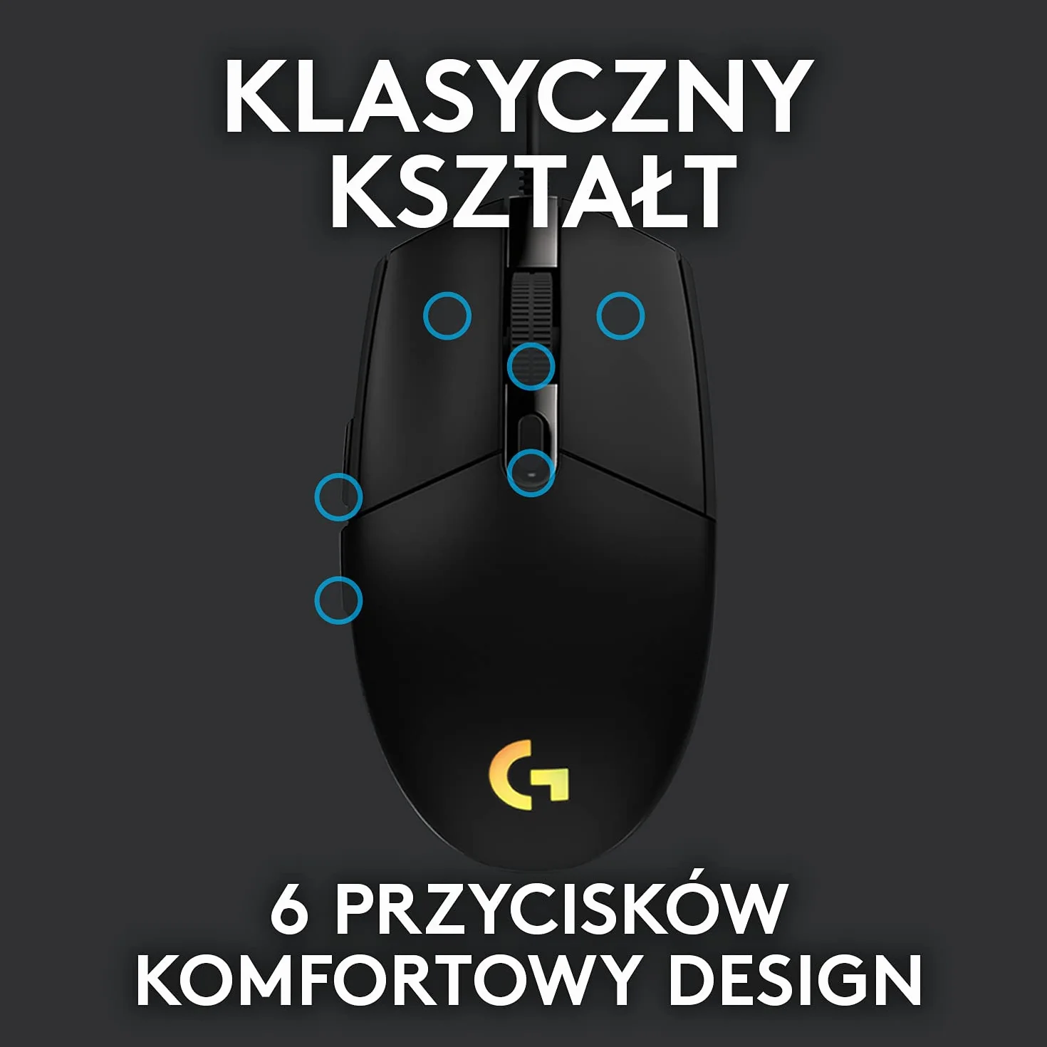 Logitech G102 Lightsync 910-005823, Mysz Komputerowa, Czarny/Żółty