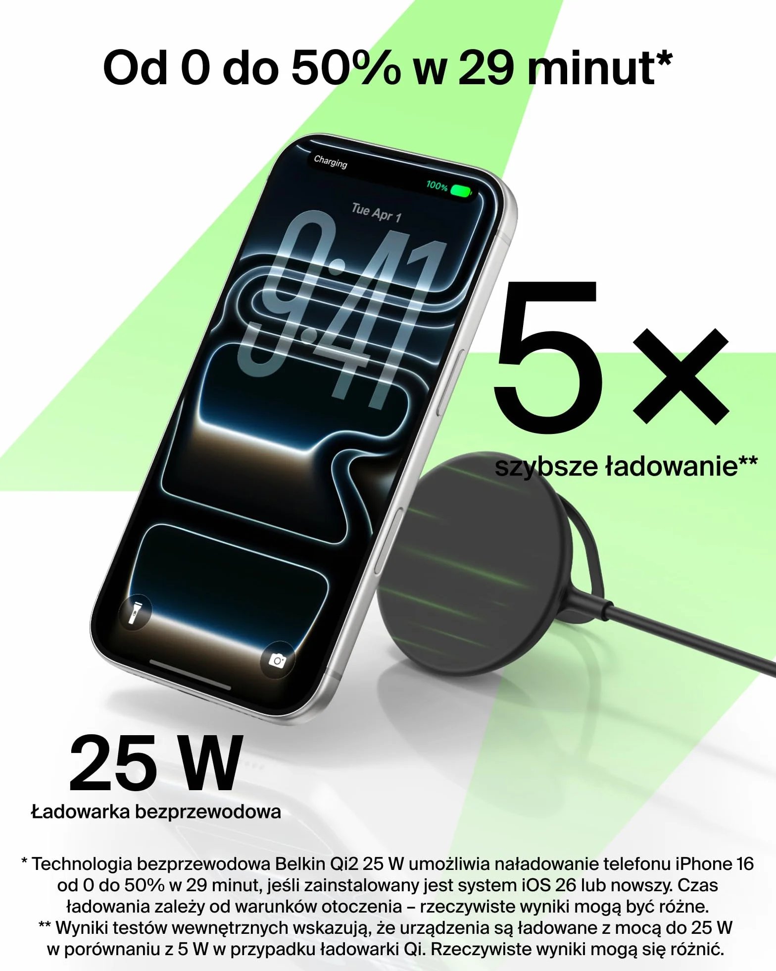 Belkin UltraCharge Ładowarka Magnetyczna z Qi2 25 W, Zgodna z MagSafe Podkładka do Ładowania Bezprzewodowego z Pasywnym Chłodzeniem, Podstawka do iPhone’a Serii 17, Pixelsnap, AirPods Pro – Czarna