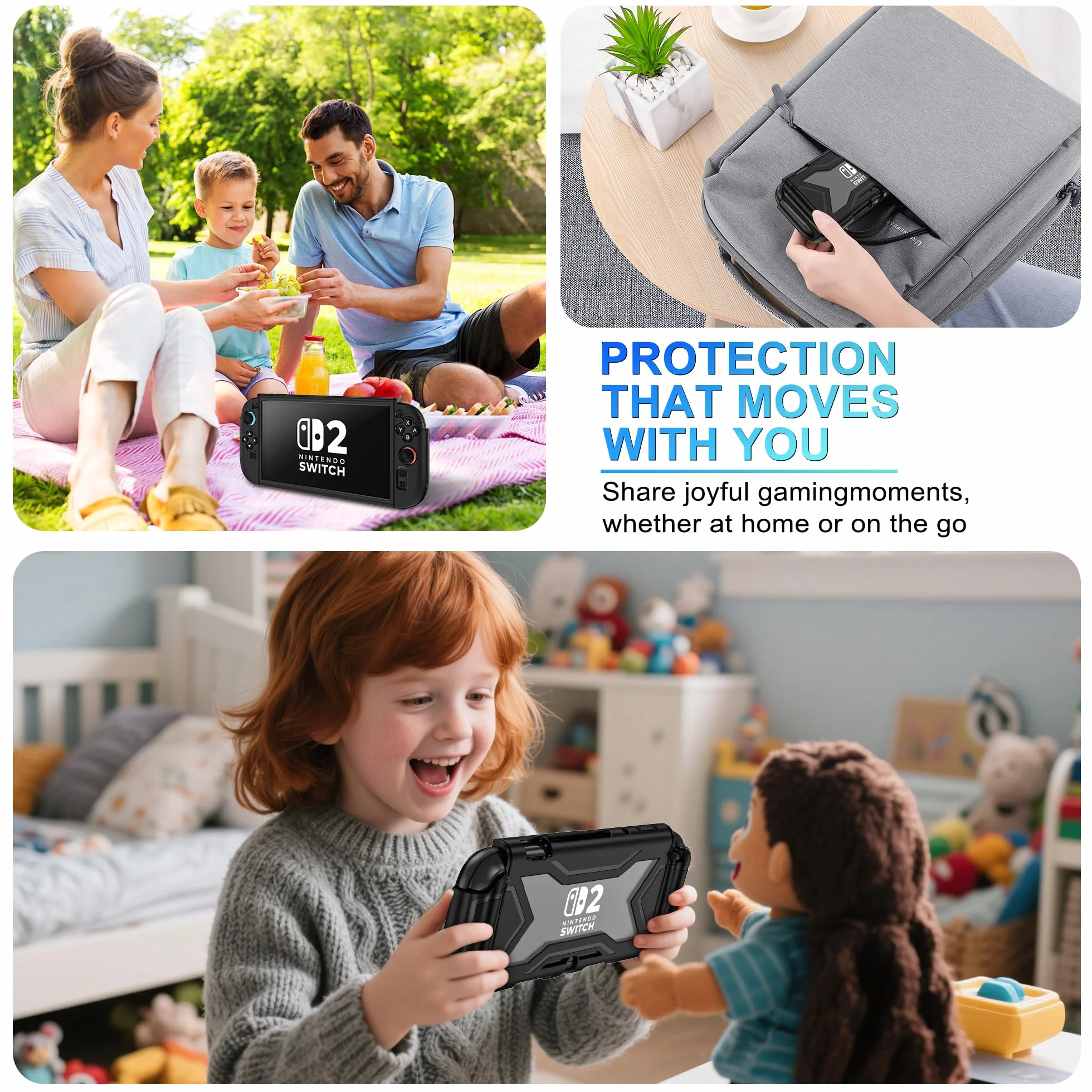 Etui ochronne do Nintendo Switch 2 2025, pełna ochrona przełącznika 2, TPU amortyzacja wstrząsów i zarysowania do Nintendo Switch z wbudowanym ekranem i bez opóźnień w dotyku】i 2 x nasadkami na kciuk