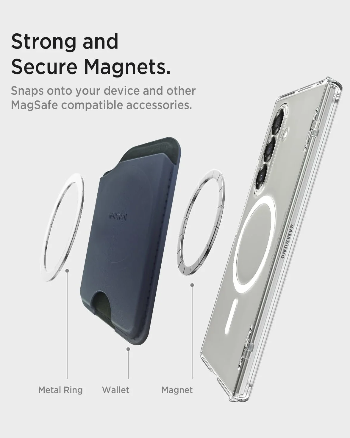 Miimall Odporny na brzuch portfel do Samsung Galaxy S25 S24 FE / Plus / Ultra/Z składany 7 / iPhone 16 15 Series, smukły skórzany portfel odporny na brzuch 3 etui na karty na telefon komórkowy