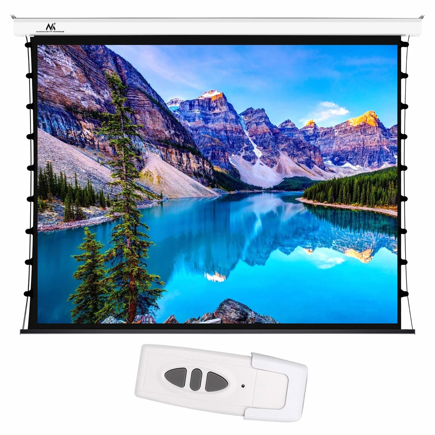 Maclean MC-992 Elektryczny Ekran Projekcyjny, Podwieszane Mobilne Płótno, Przenośny Ścienny Ekran Służący Jako Kino Domowe, Przekątna Obrazu 100'' Format Obrazu 4:3 i 16:9 Wymiary 200x150