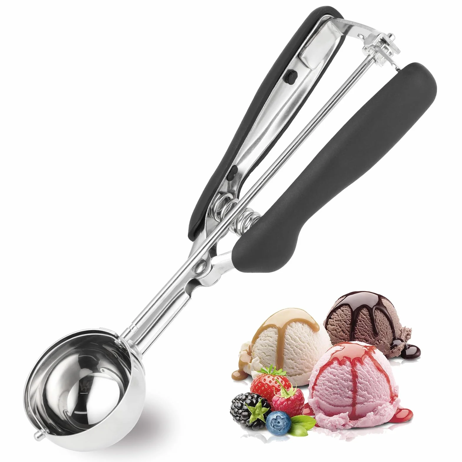 Łyżka do lodów ze stali nierdzewnej 5 cm, Stal 304, Czarny
