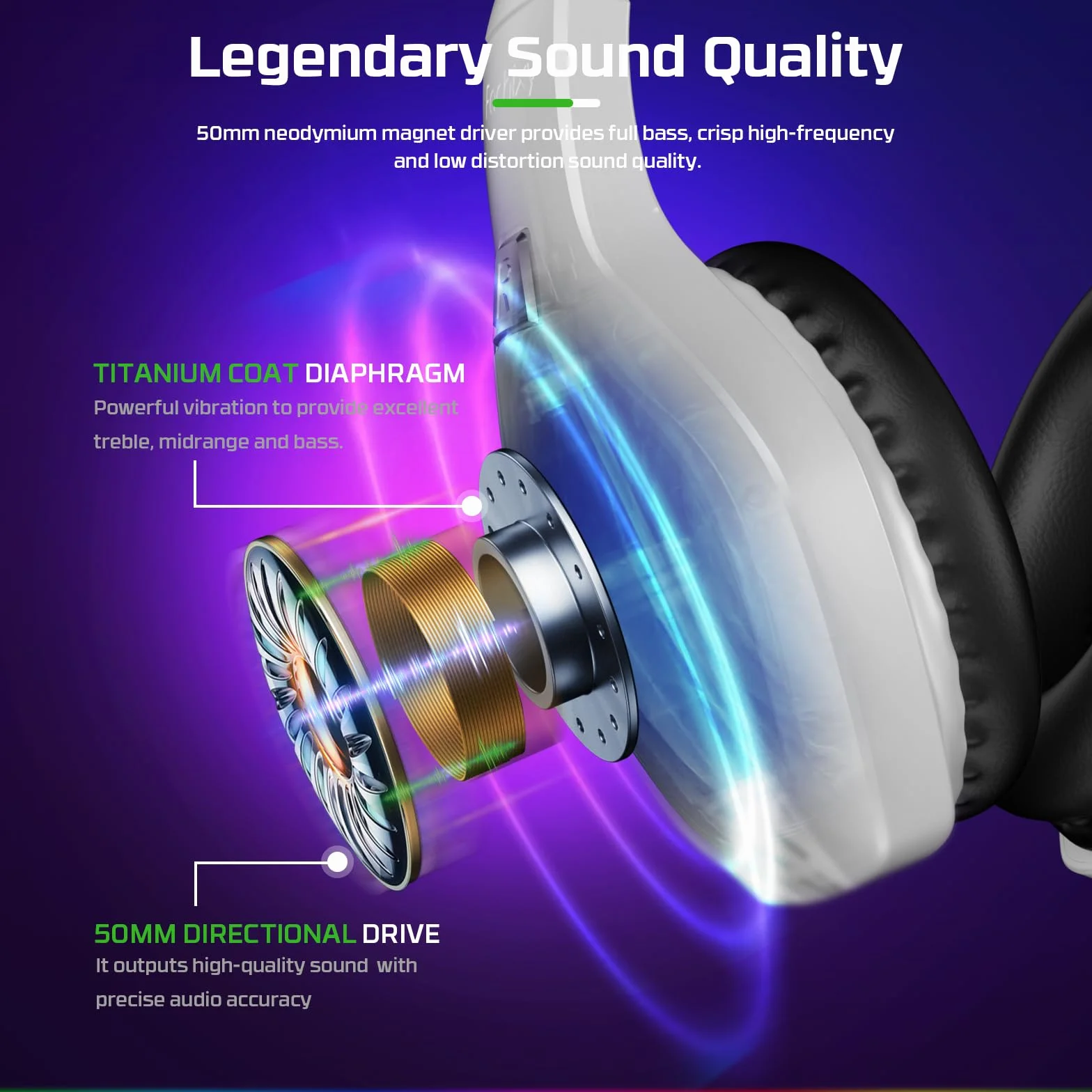 Fachixy FC100 zestaw słuchawkowy gamingowy do PS4 PS5 PC Xbox Nintendo Switch słuchawki stereo RGB z mikrofonem redukcją szumów biały