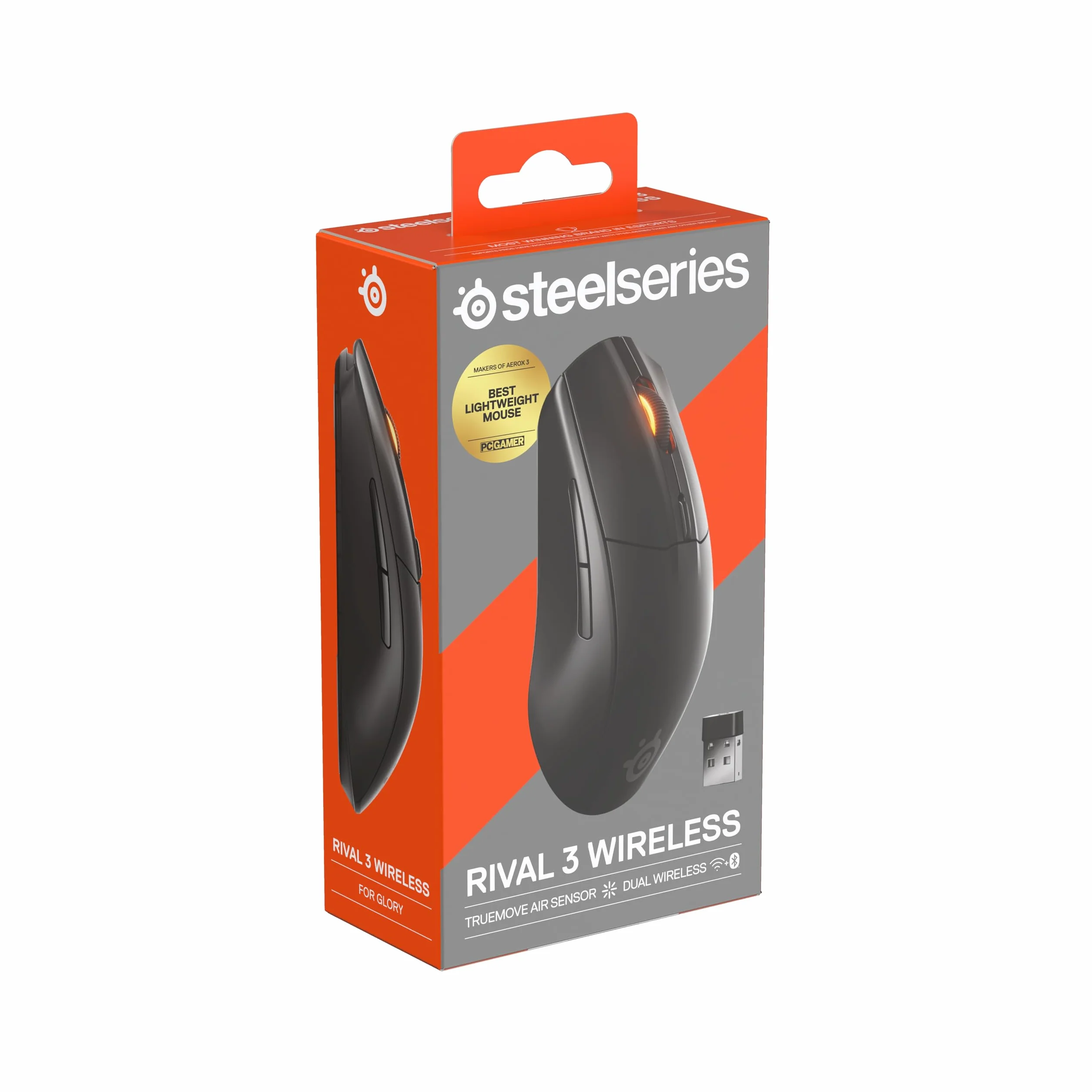 SteelSeries mysz do gier Rival 3 Wireless Gen 2 – 2,4 GHz i Bluetooth – Sensor optyczny TrueMove Air 18 000 DPI – Wytrzymała do 60 milionów kliknięć – Niska waga – Ślizgacze 100% PTFE - Czarna