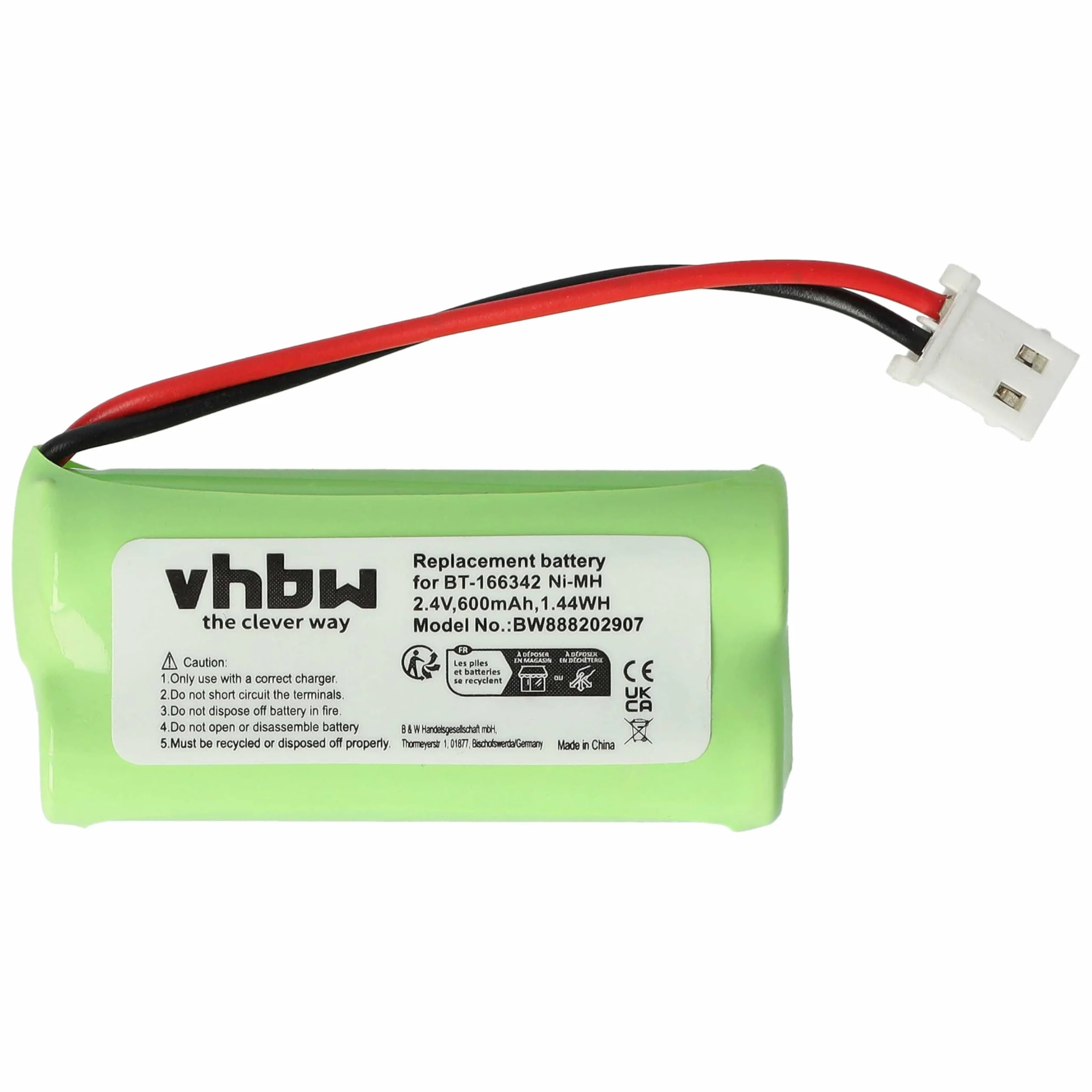 vhbw Akumulator kompatybilny z V-Tech BT-166342, BT183342, BT-183342, BT262342, BT-262342 bezprzewodowy telefon stacjonarny (600 mAh, 2,4 V, NiMH)