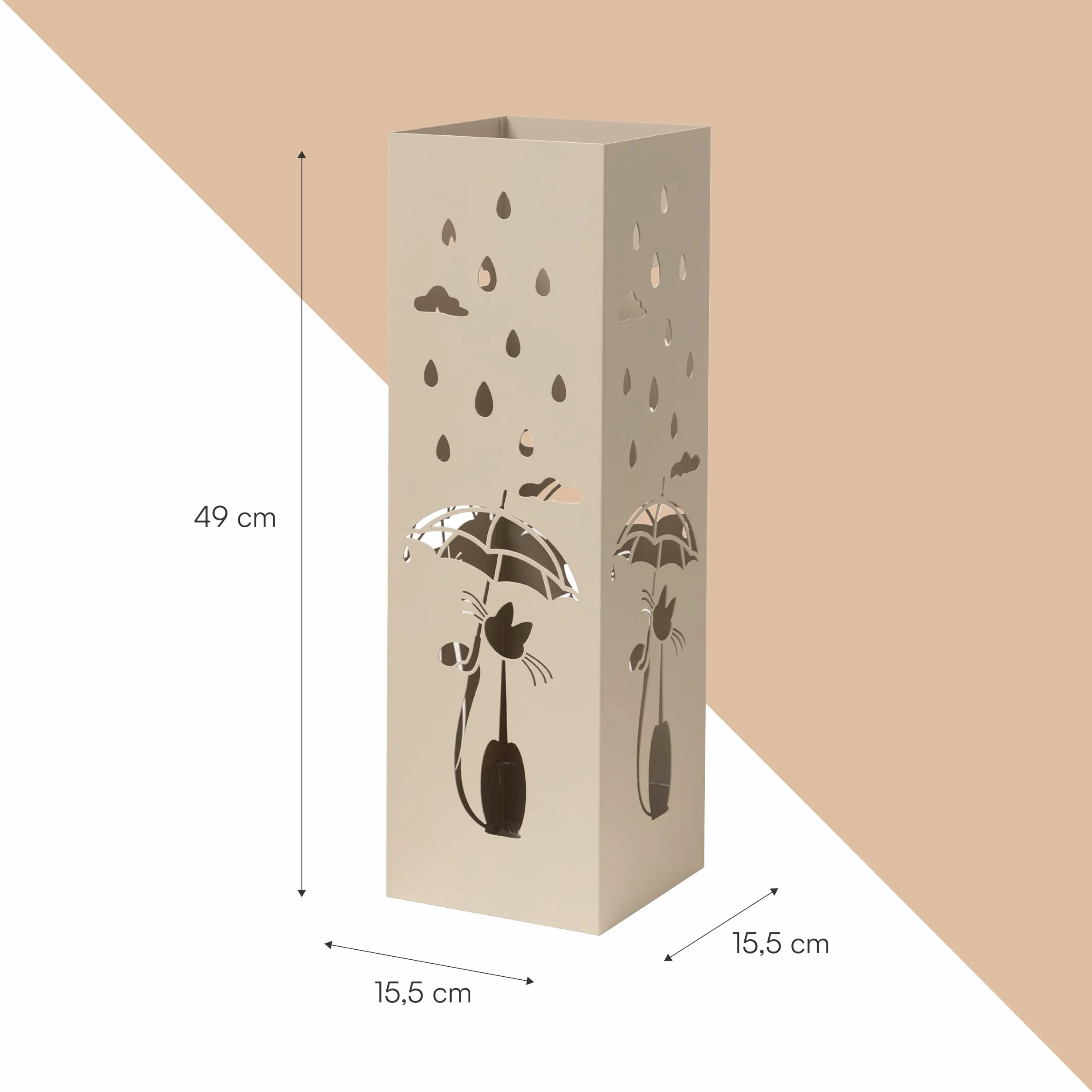 Baroni Home Metalowy uchwyt na parasole Tortora 15,5x15,5x49 cm