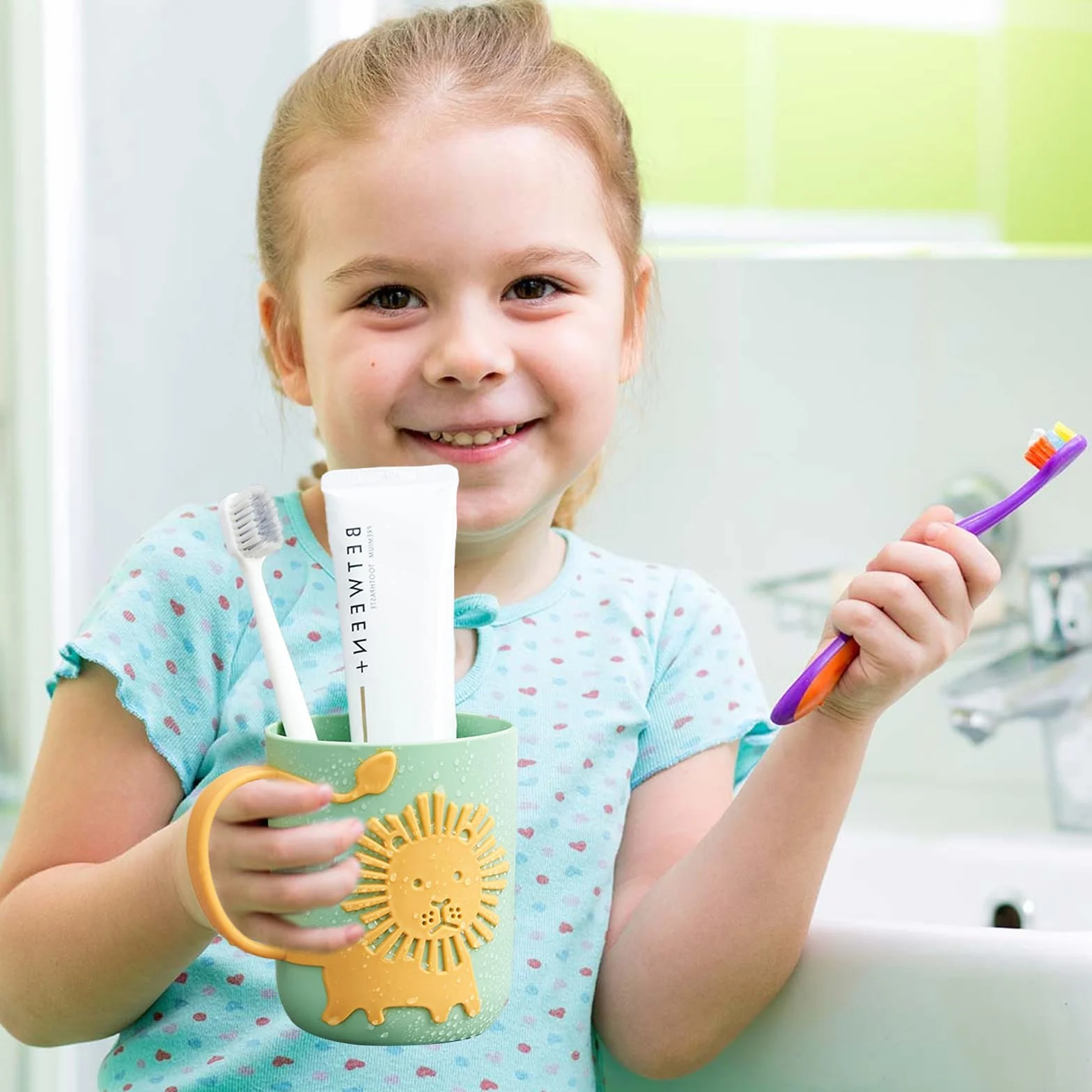 Kubek na szczoteczkę do zębów dla dzieci 2 sztuki plastikowy uchwyt