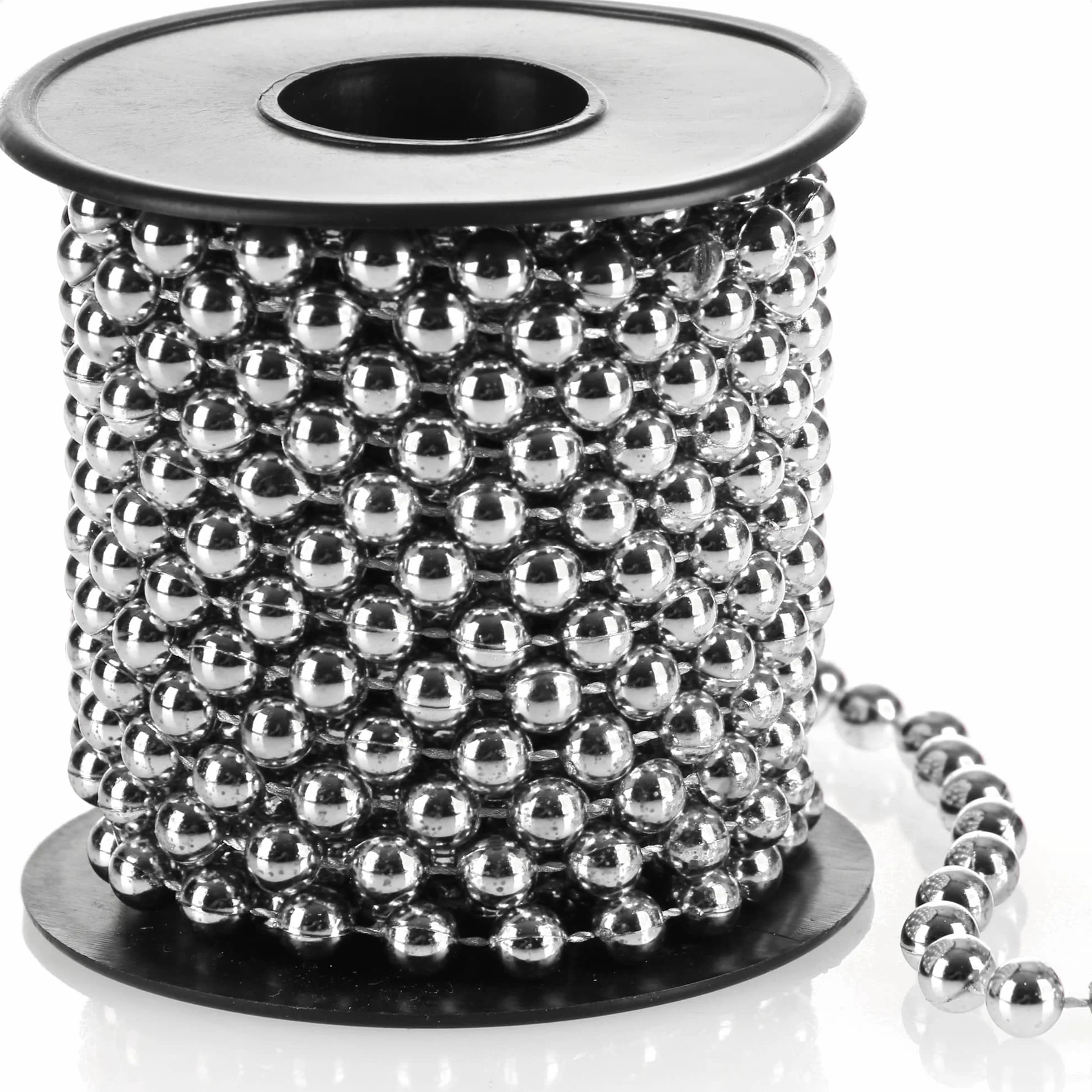 COM-FOUR® 2x girlanda perlowa na choinke - wstazka perlowa do dekoracji choinki - dekoracja swiateczna - dekoracja slubna - srebrna 15 m