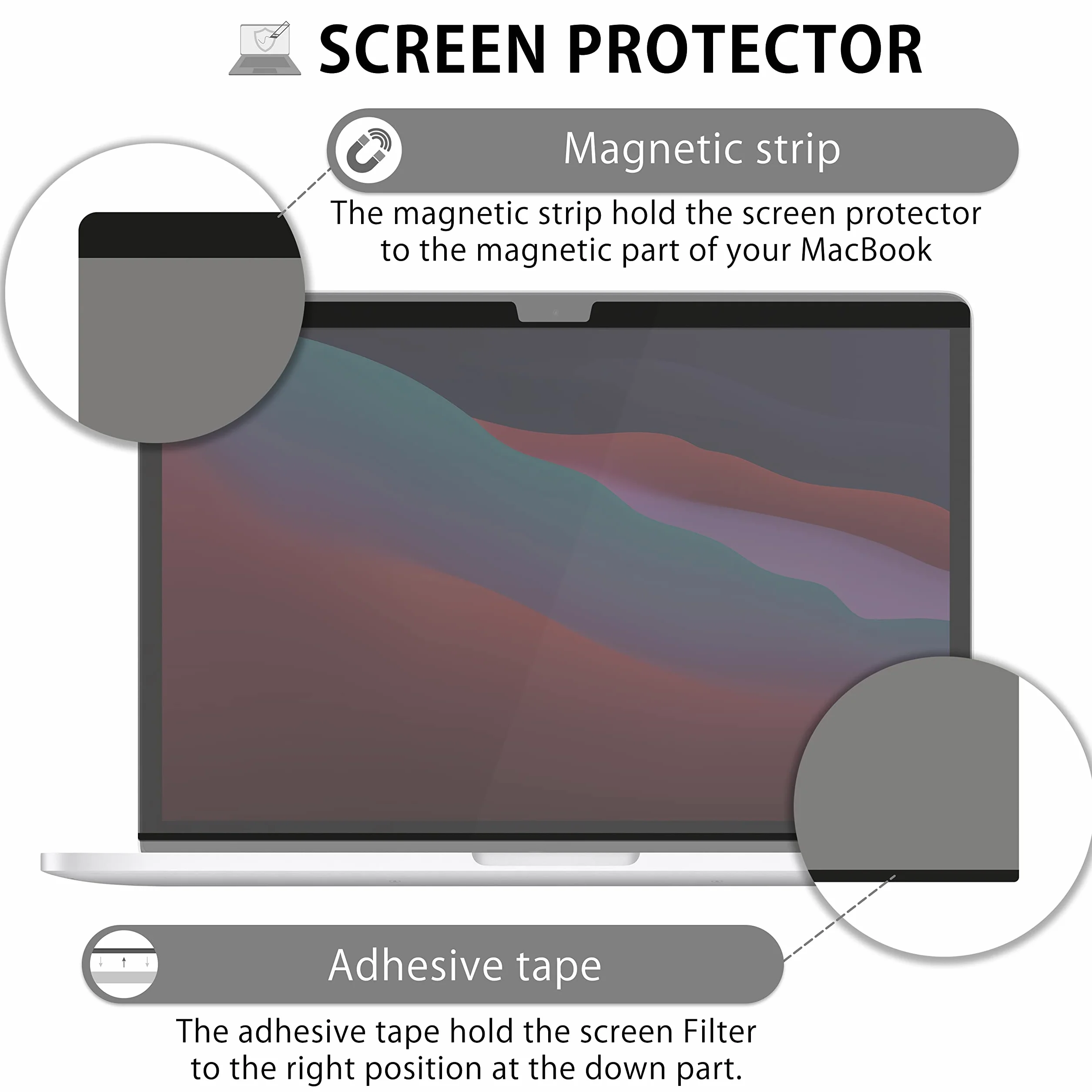 MyGadget Magnetyczna osłona ekranu kompatybilna z MacBook Pro 33.0 cm (2016-2022, M1, M2), MacBook Air 13 (2018-2021, M1) - w pełni zdejmowany filtr prywatności Anti Spy