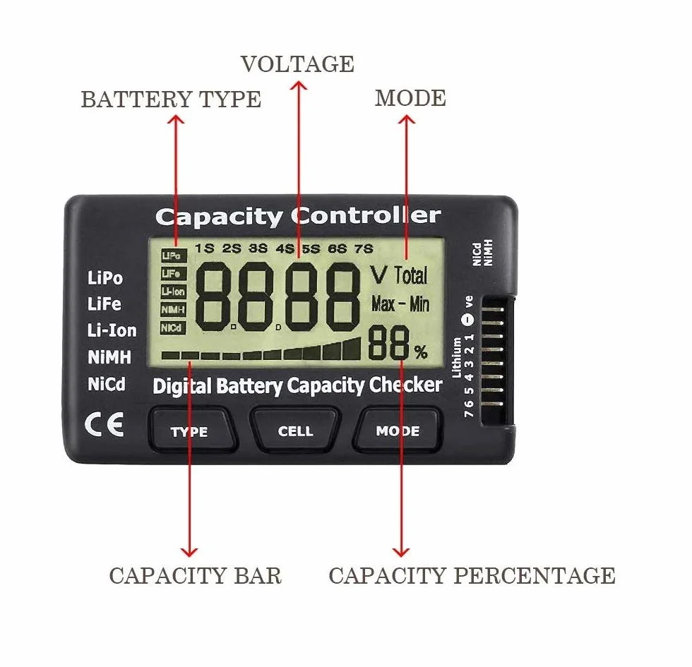 DollaTek RC CellMeter-7 Cyfrowy kontroler pojemno?ci baterii Tester dla LiPo/Life/Li-ION/NiMH/Nicd