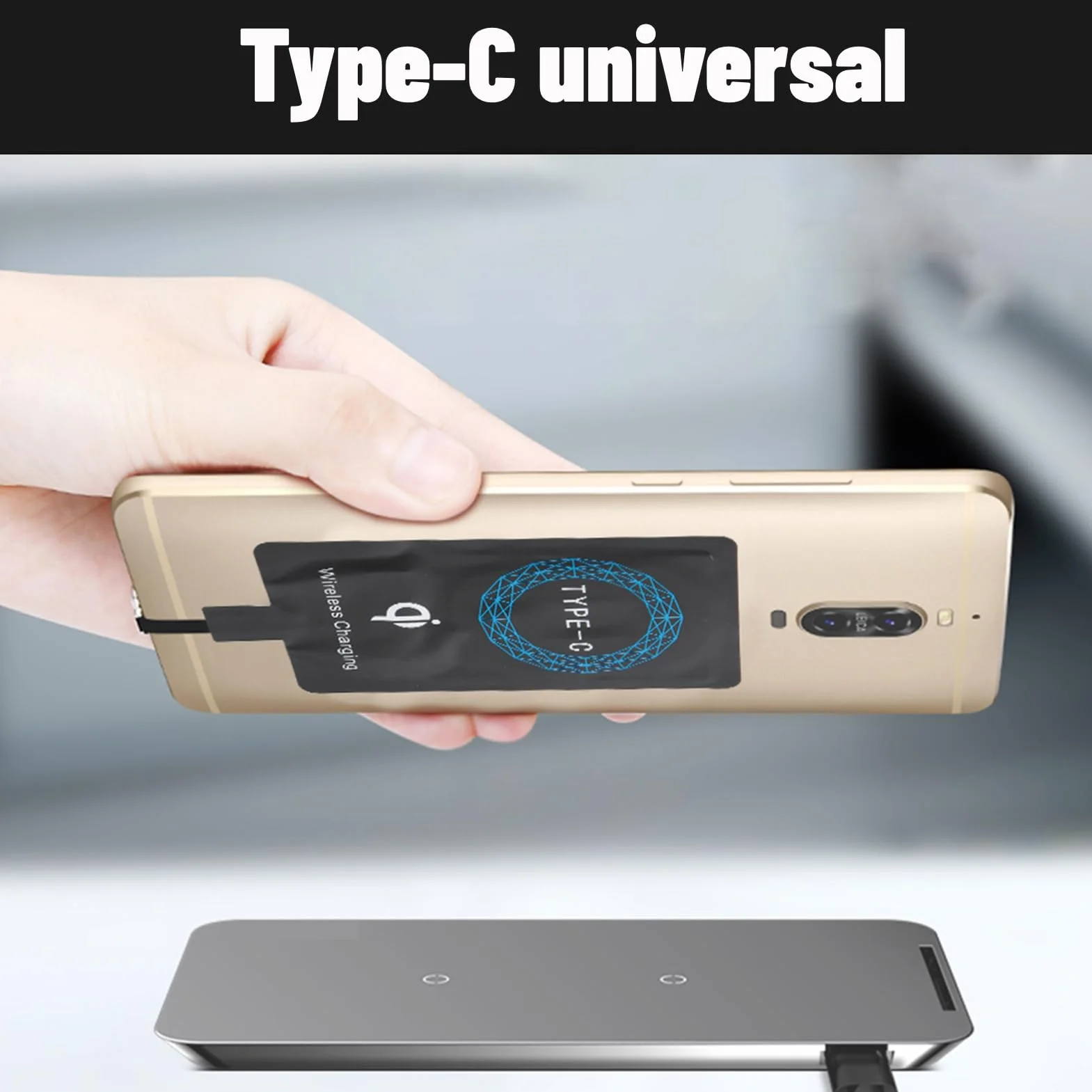 2 Szt. Bezprzewodowy Odbiornik USB C, Szybkie ładowanie Slim Type C Qi Bezprzewodowa ładowarka Odbiornik Chip do Telefonów USB C, Bezprzewodowy Moduł ładowania