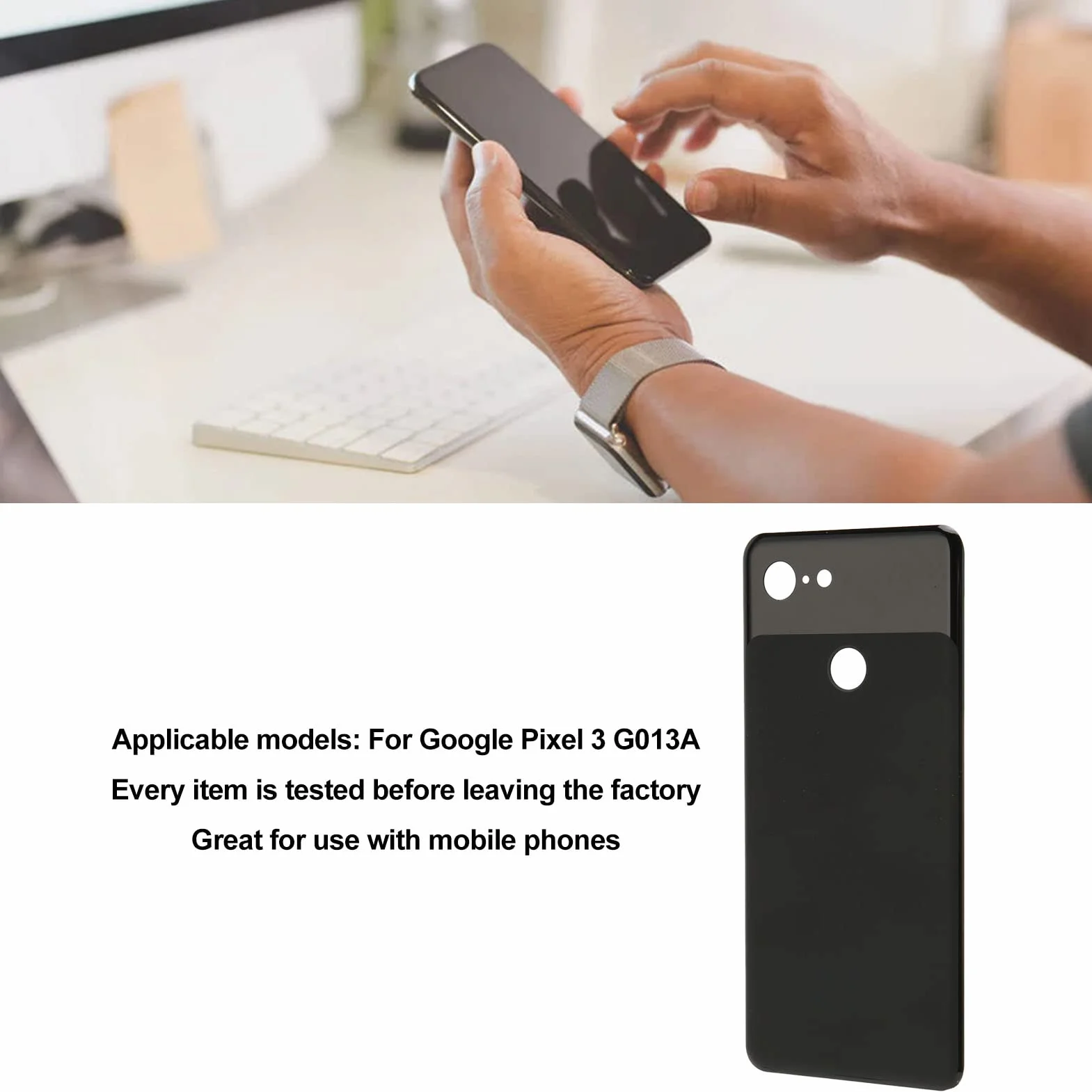 Tylna Pokrywa Baterii Telefonu, 5,5-calowa Szklana Osłona Tylnej Pokrywy Baterii dla Pixel 3 G013A Black