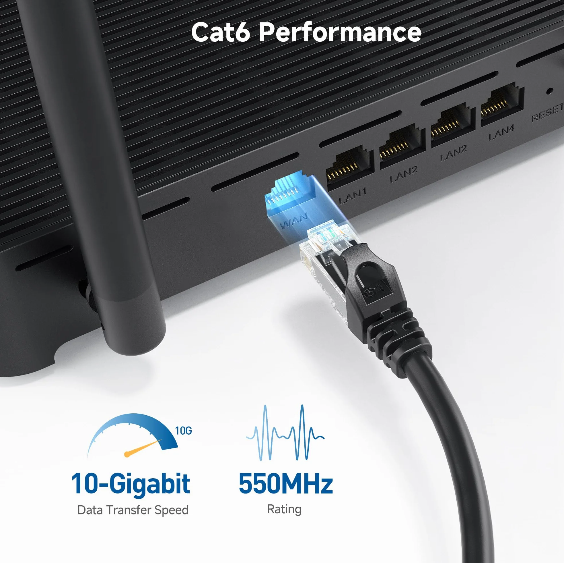 Cable Matters 10G Krótki kabel Ethernet Cat 6 Formowane 0,9m (kabel Cat 6, RJ45 Cat 6) w kolorze czarnym - 0,9 metra