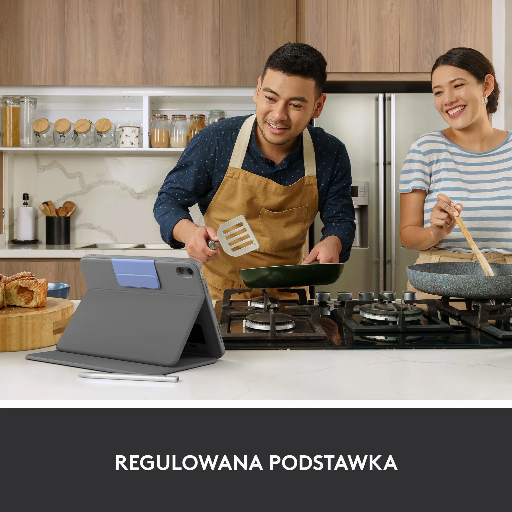 Logitech Rugged Folio, etui z klawiaturą do iPada 10. gen. i A16 ze Smart Connector i wytrzymałą klawiaturą odporną na zalanie, QWERTY układ US international - Szary