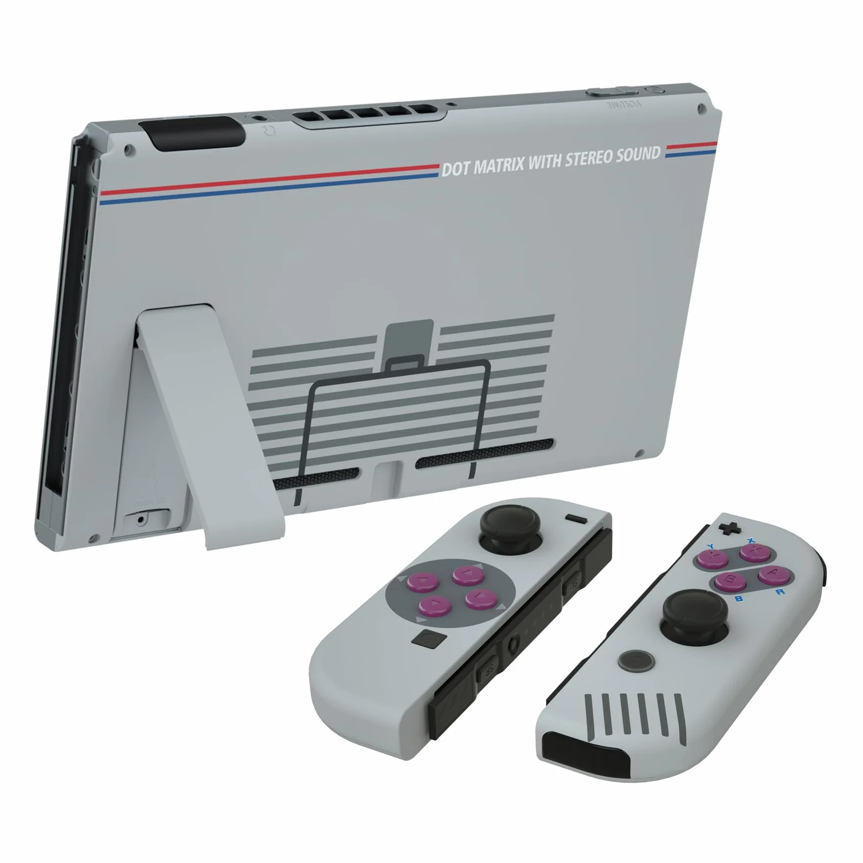 eXtremeRate Soft Touch Grip Płyta Tylna dla Nintendo Switch Konsoli, NS Joycon Handheld Controller Obudowa z Przyciskami, DIY Wymiana Shell dla Nintendo Switch - Klasyczny 1989 GB DMG-01