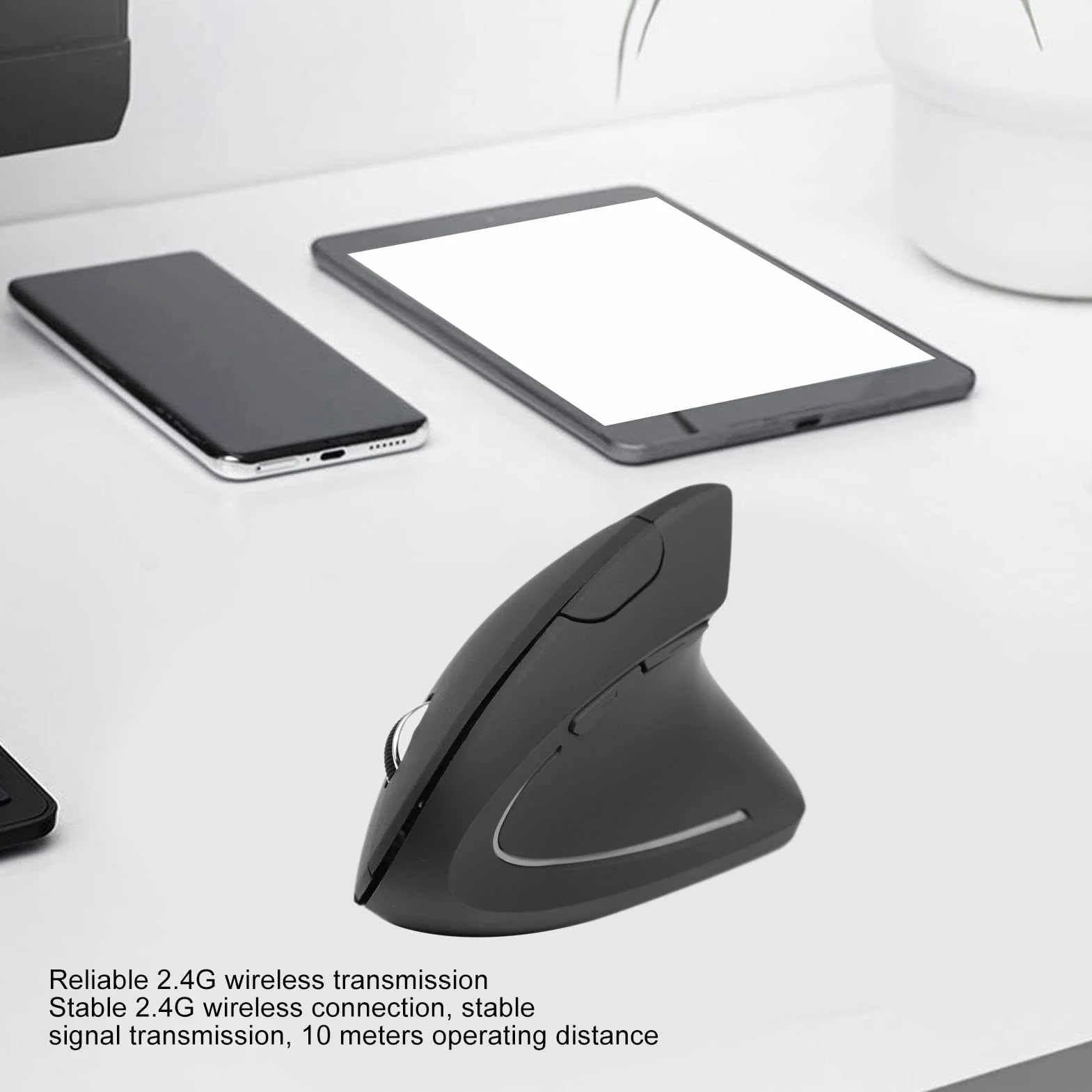 Mysz Ergonomiczna, Bezprzewodowa Pionowa Mysz Ergo 2,4G z regulacją DPI, Cicha Mysz Nadgarstkowa, Zasilana Bateryjnie do Laptopa, Komputera Stacjonarnego, Komputera PC, Gracza