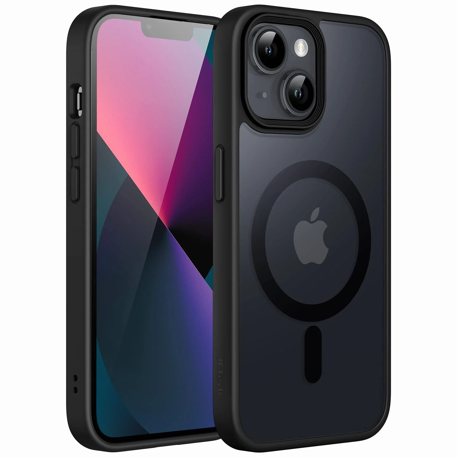 JETech Magnetyczna Etui dla iPhone 13 6,1 Cala Kompatybilny z MagSafe, Półprzezroczysta Matowe Tylna Szczupły Odporny na Wstrząsy Case (Czarny)