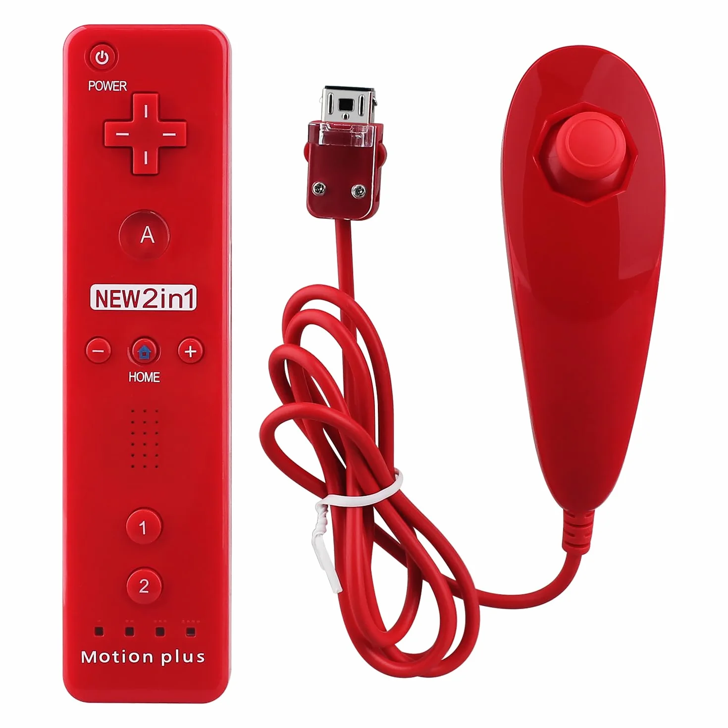 OSTENT Pilot zdalnego sterowania 2 w 1 Motion Plus + Nunchuk do Nintendo Wii, czerwony