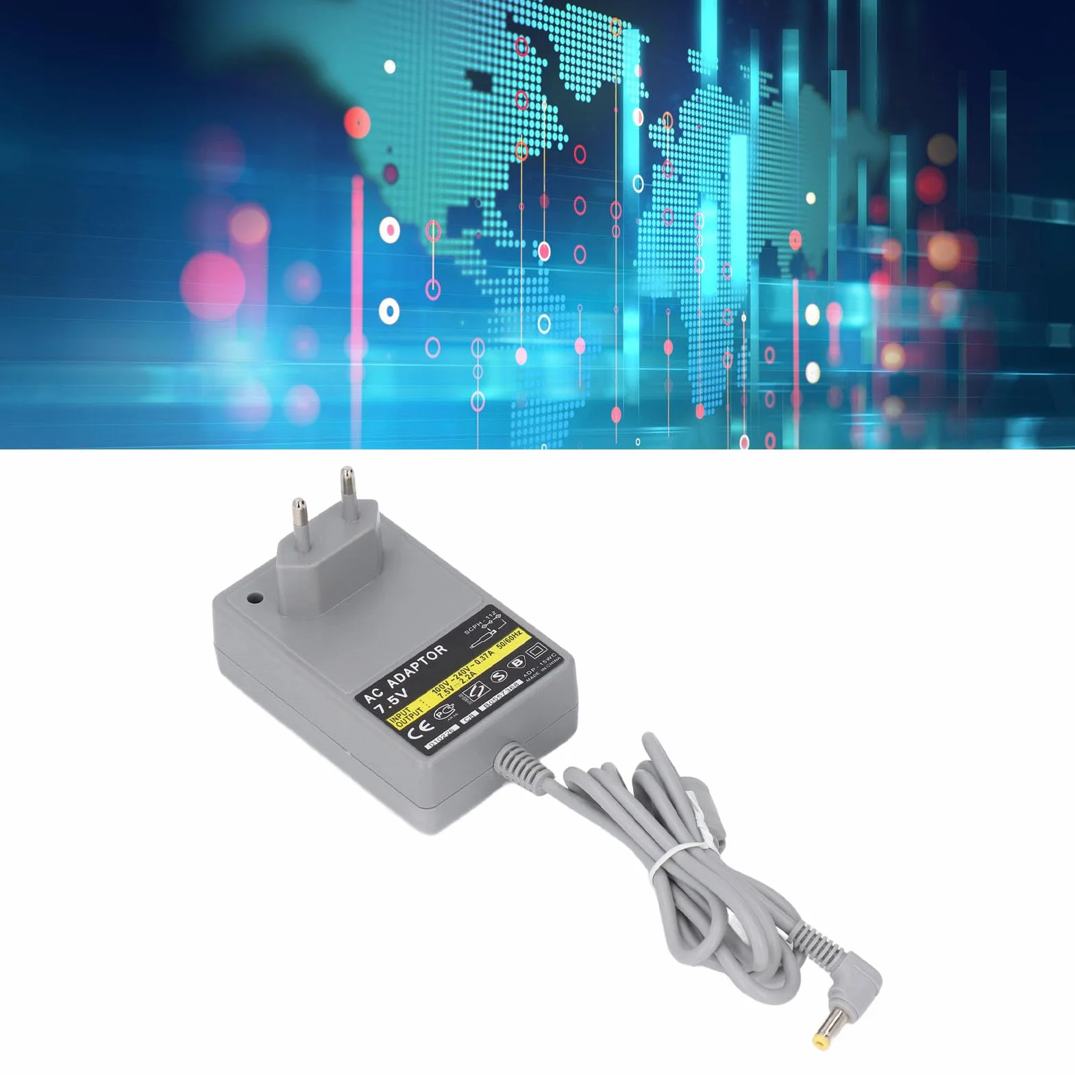 Ładowarka Zasilająca do PS1, Zasilacz Sieciowy 7,5 V Zasilacz ładowarki z Kablem ładującym, ładowarki ścienne do Konsoli PS One PS1, Wtyczka EU, 100 V do 240 V