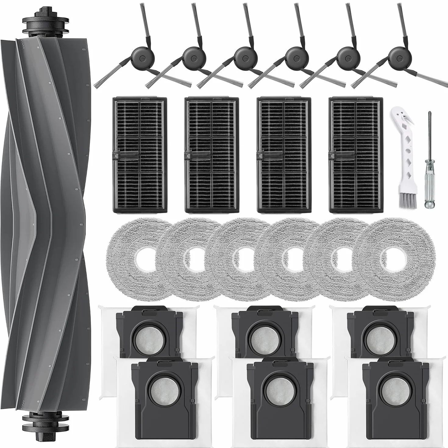 Zestaw akcesoriów do Dreame X40 Ultra Complete /X40 Ultra /X40 Master /L40 Ultra, akcesoria do Mova P50 Pro Ultra, 1 szczotka główna, 4 filtry, 6 worków do kurzu, 6 ściereczek, 6 szczotek