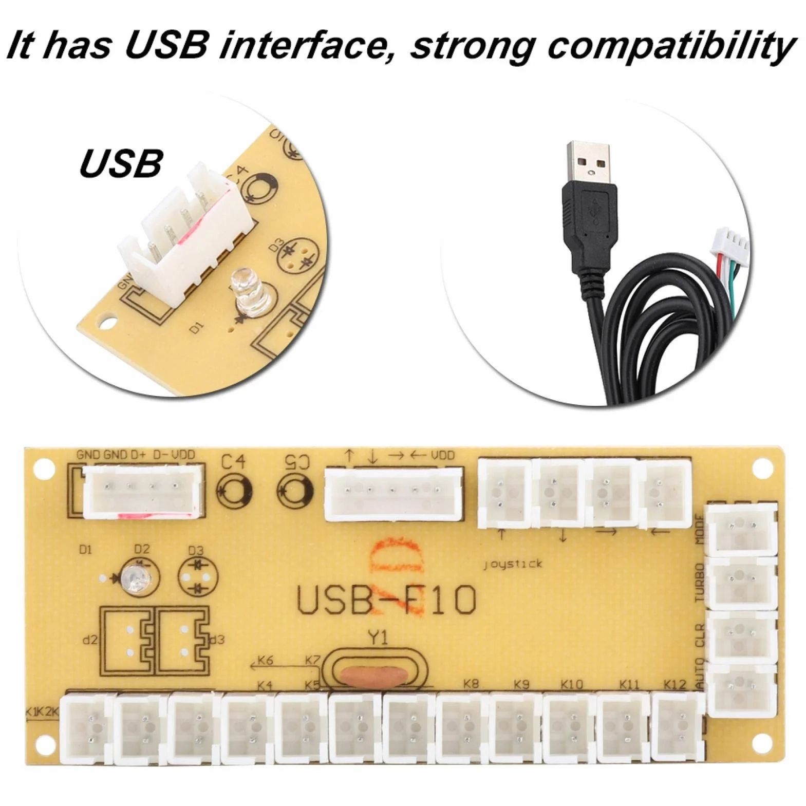 Arcade Enkoder USB, ogólny kontroler do gier PC Joystick płytka obwodowa, kontroler płyta sterująca do gier walki