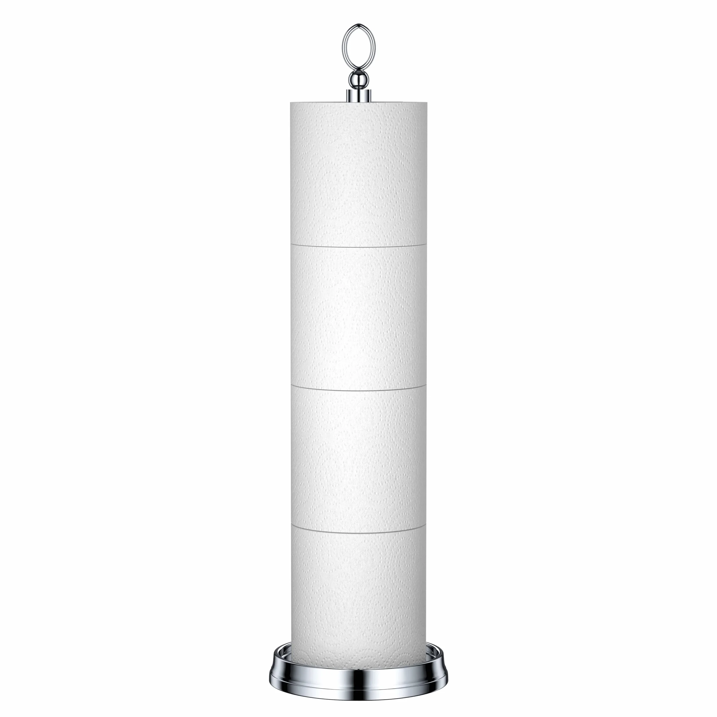 ROLABAM Heavy Weighted Toilet Paper Holder with Reserve Function Free Standing Chrome 22.5"
