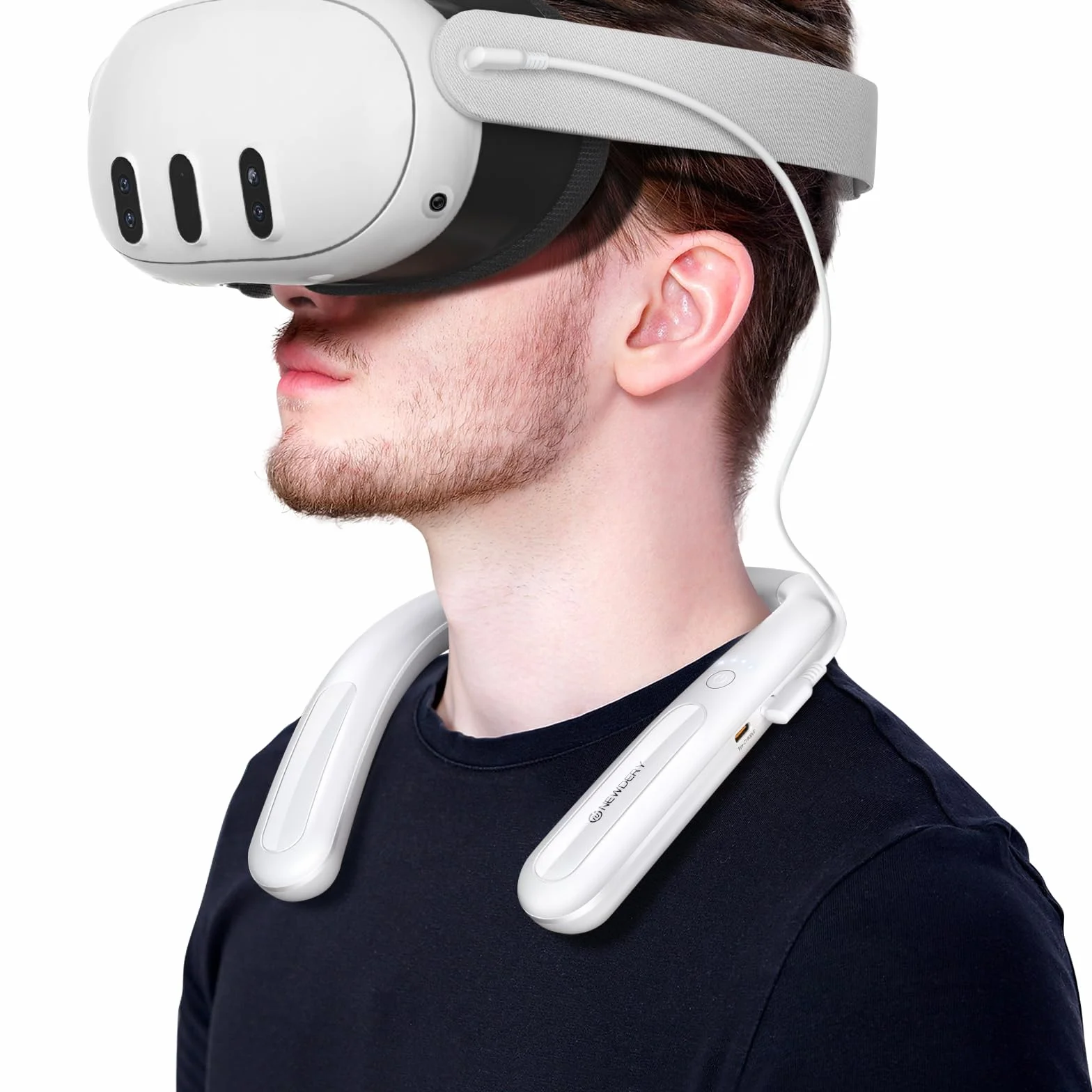 NEWDERY Akumulator do Meta Quest 3, 10 000 mAh Powerbank do zawieszenia na szyi, zapewnia dodatkowe 3-5 godzin czasu gry, szybka ładowarka PD do Oculus Quest 3S/3/2/1/Pro, Pico 4/4 Pro, HTC Vive, PSVR