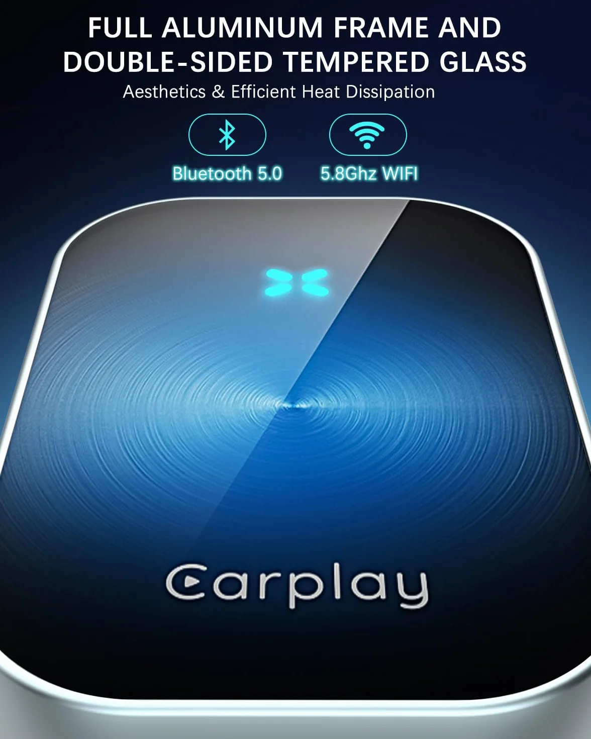 Adapter CarPlay z USB C/A i 5,8 GHz WiFi, umożliwiający konwersję fabrycznego przewodowego CarPlay na bezprzewodowy, funkcja Plug & Play, do samochodów od 2015 roku oraz iPhone z iOS 10+