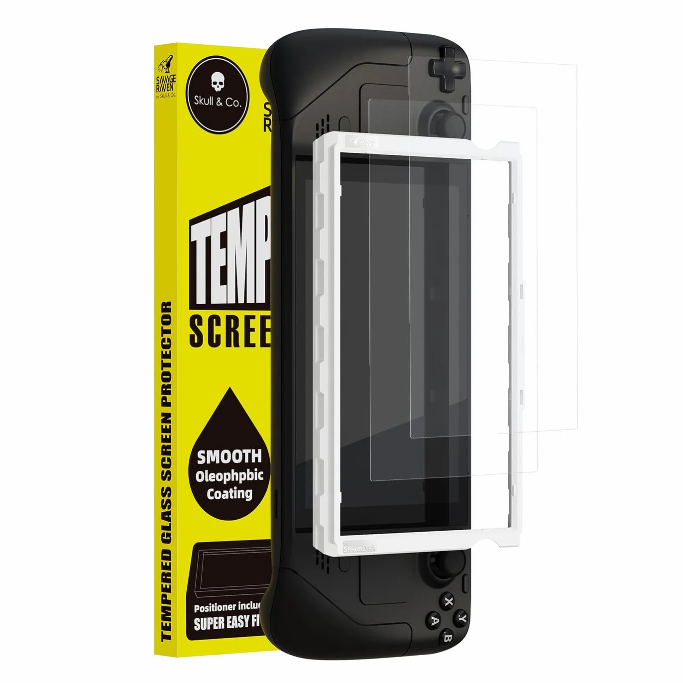 Skull & Co. High Transparency High Sensitivity Tempered Glass Screen Protector for Steam Deck LCD/OLED (2 sztuki) z zestawem montażowym pozycjonera - HD Clarity