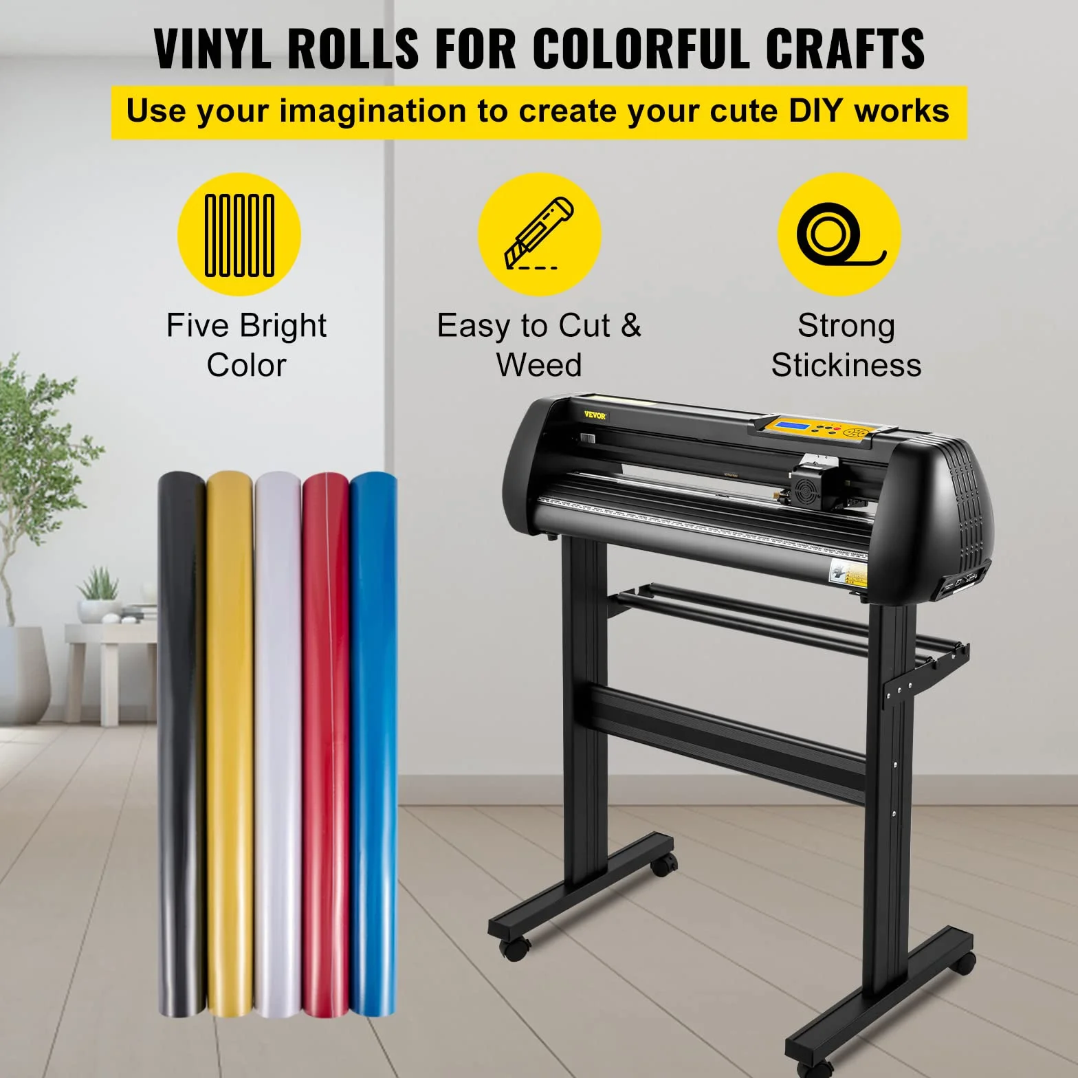 VEVOR Plotter do cięcia winylu 720 mm z oprogramowaniem SignMaster, maszyna do cięcia winylu, wysokiej precyzji panel cyfrowy LED interfejs USB i COM Pięć rolek do wycinania