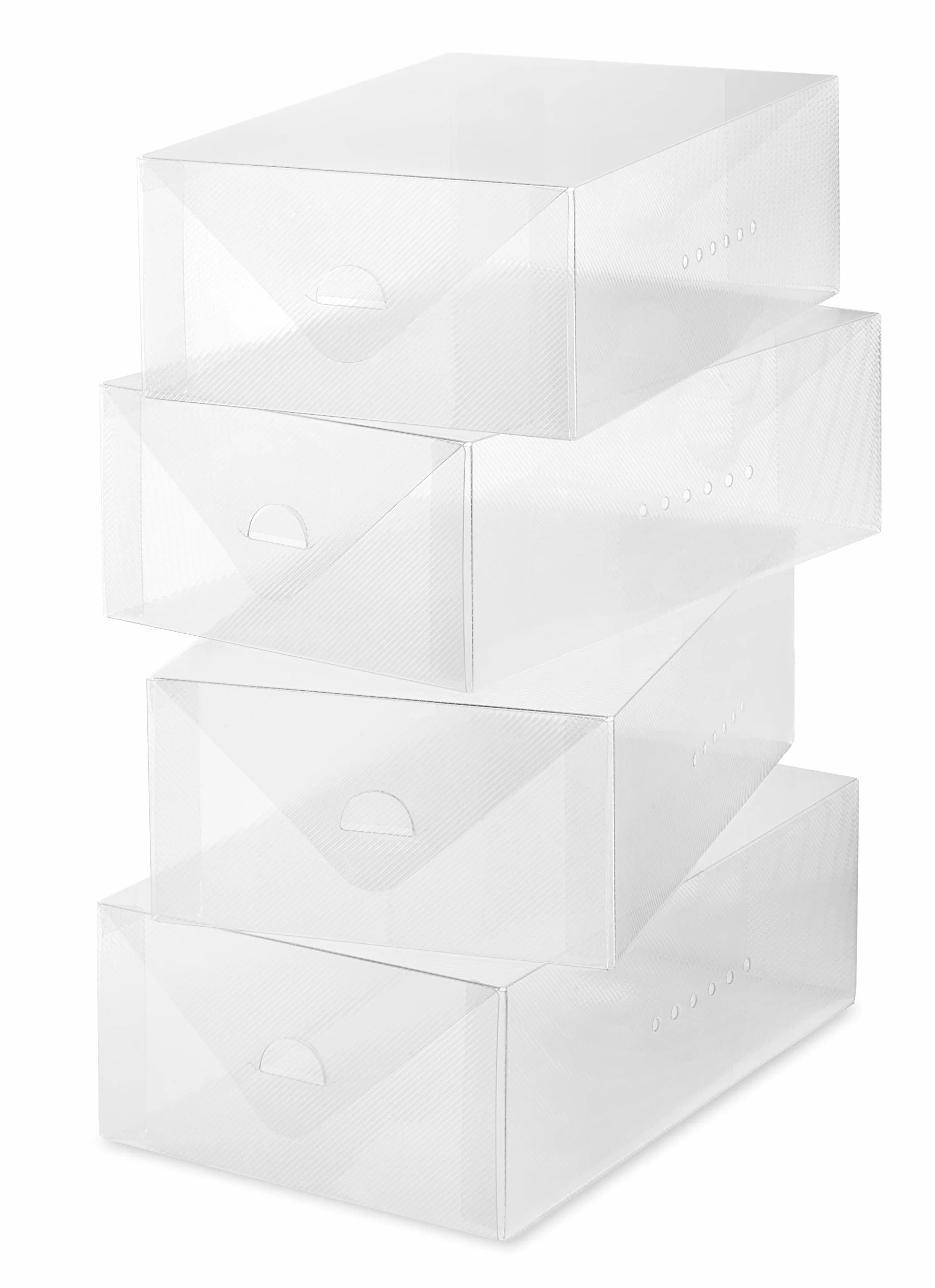 Whitmor Clear Vue pudełko na buty zestaw 4 sztuk tworzywo sztuczne białe
