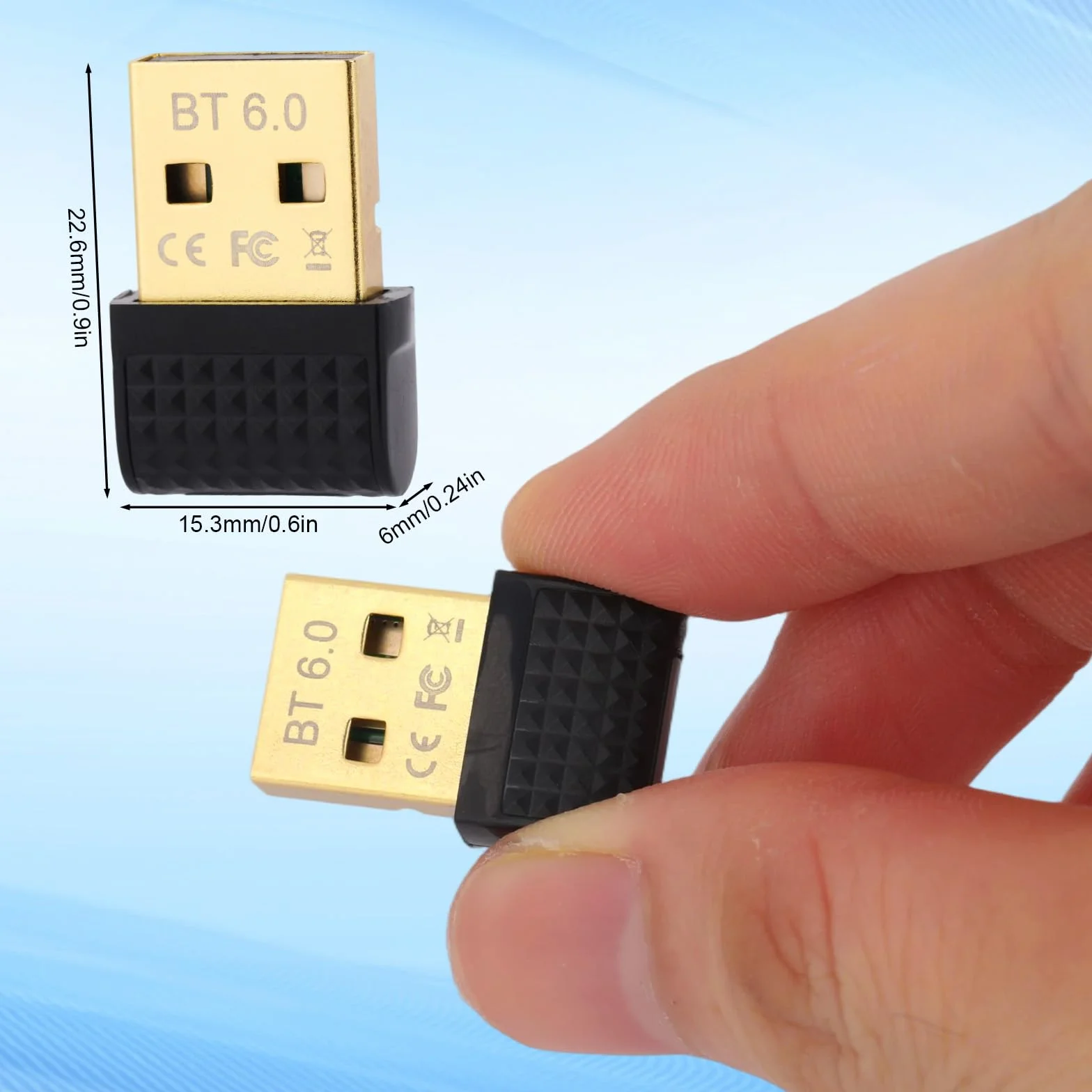 Adapter USB Bluetooth 6.0, Bezprzewodowy Klucz Sprzętowy Bluetooth Plug and Play dla Systemów Windows 11/10/8.1 Obsługuje Połączenie Wielu Urządzeń ze Słuchawkami Klawiaturą Komputerem i Telefonami